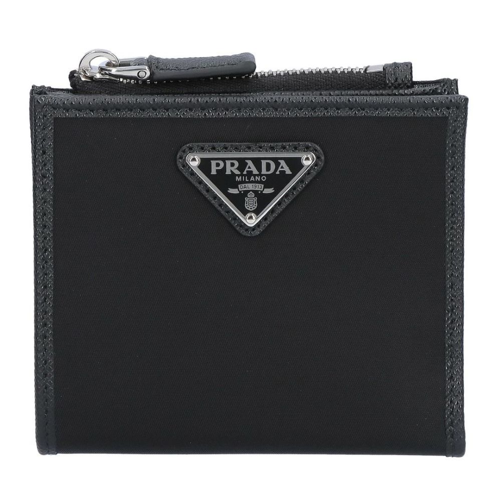プラダ PRADA 折財布 二つ折り財布 TESSUTO+SAFFIAN テスートサフィアーノ 2ML049 2DMH F0002 NERO 【お取り寄せ】
