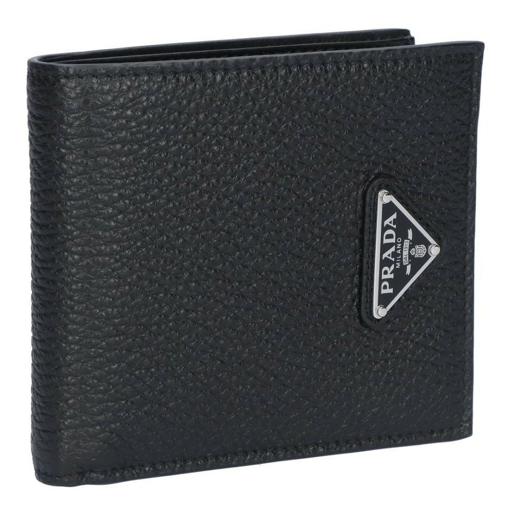 プラダ PRADA メンズ 折り財布 二つ折財布 小銭入れ付き VIT.DAINO TRIAN ヴィッテロ ダイノ 2MO738 2E54 F0002 NERO 【お取り寄せ】