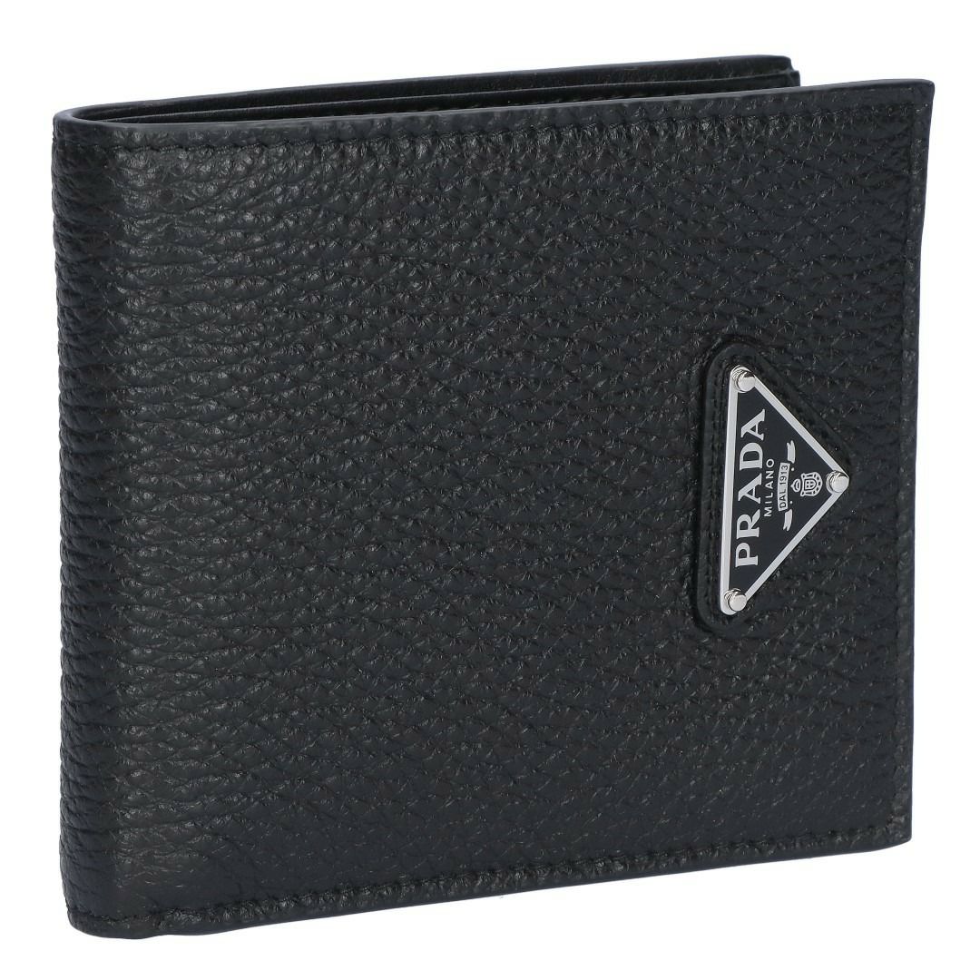 プラダ PRADA メンズ 折り財布 二つ折財布 小銭入れ付き VIT.DAINO TRIAN ヴィッテロ ダイノ 2MO738 2E54 F0002 NERO 【お取り寄せ】