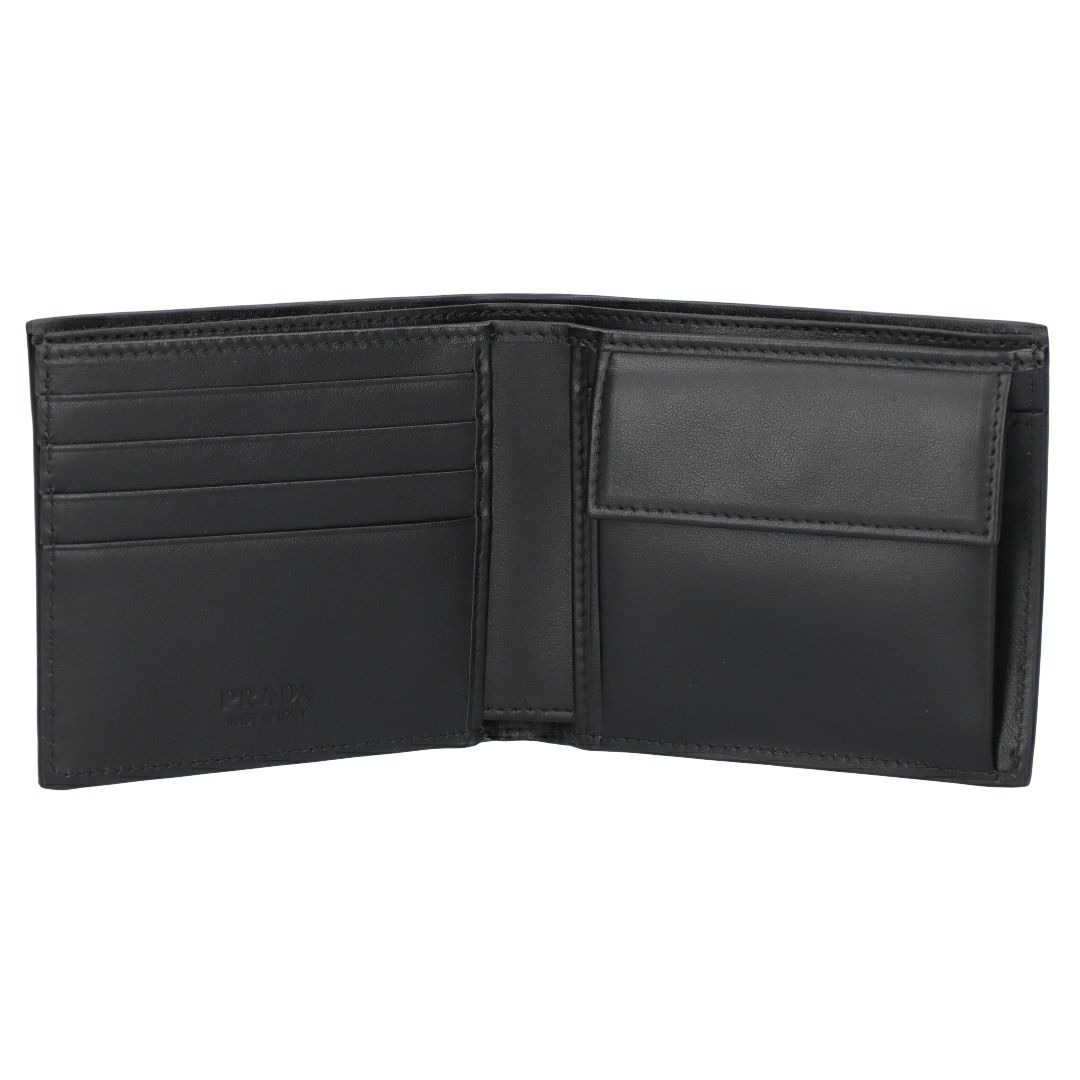 プラダ PRADA メンズ 折り財布 二つ折財布 小銭入れ付き VIT.DAINO TRIAN ヴィッテロ ダイノ 2MO738 2E54 F0002 NERO 【お取り寄せ】
