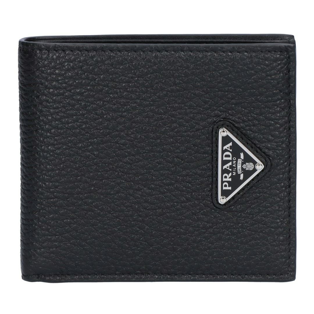 プラダ PRADA メンズ 折り財布 二つ折財布 小銭入れ付き VIT.DAINO TRIAN ヴィッテロ ダイノ 2MO738 2E54 F0002 NERO 【お取り寄せ】
