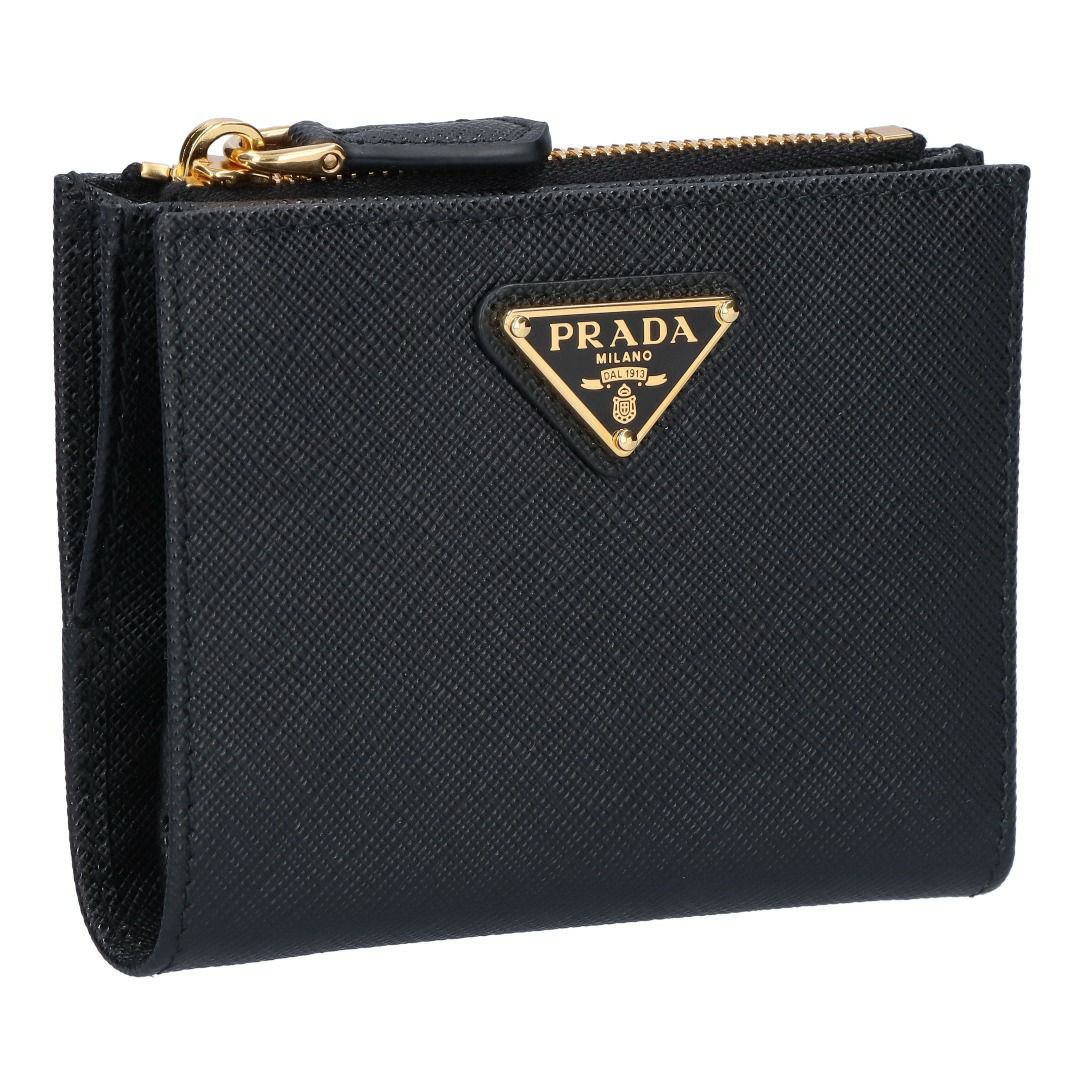 プラダ PRADA 折財布 二つ折り財布 SAFFIANO TRAIANGOLO サフィアーノトライアングル 1ML050 QHH 0002 NERO 【お取り寄せ】