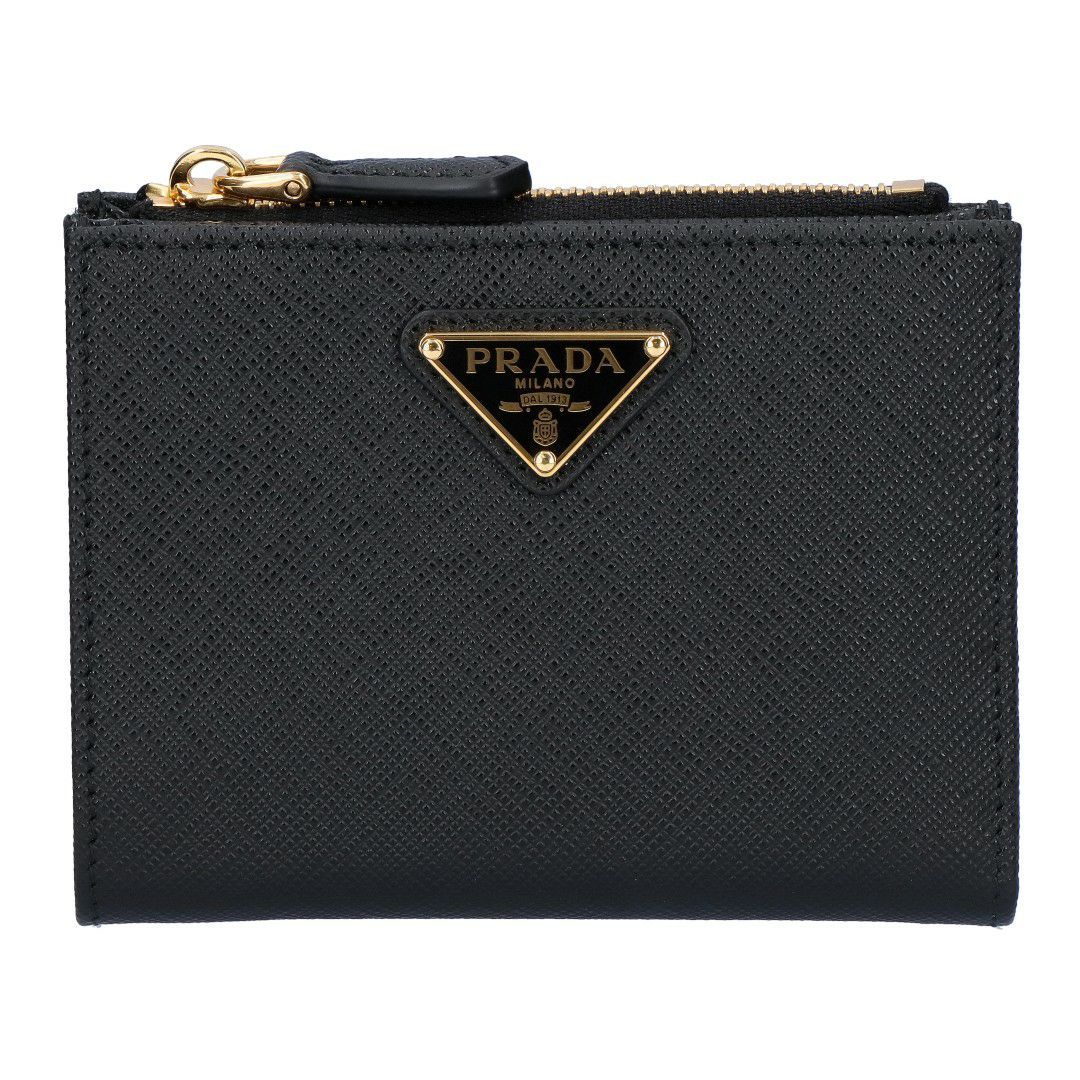 プラダ PRADA 折財布 二つ折り財布 SAFFIANO TRAIANGOLO サフィアーノトライアングル 1ML050 QHH 0002 NERO 【お取り寄せ】