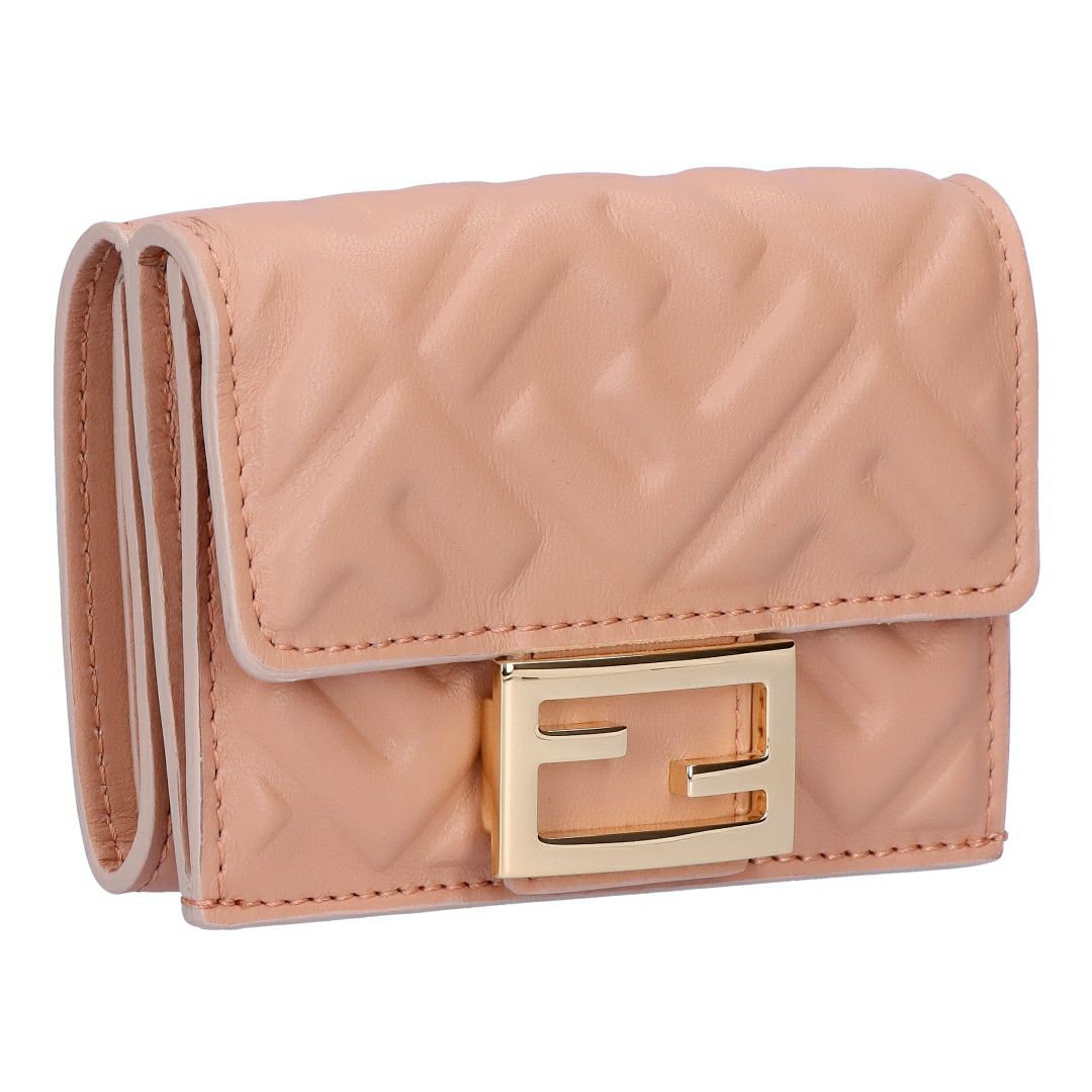 フェンディ FENDI 折財布 三つ折り財布 BAGUETTE バゲット 8M0395 AAJD F1SK3 EMBOSSED BALLET ROSE+SOFT GOLD FFモチーフ マイクロ 【お取り寄せ】