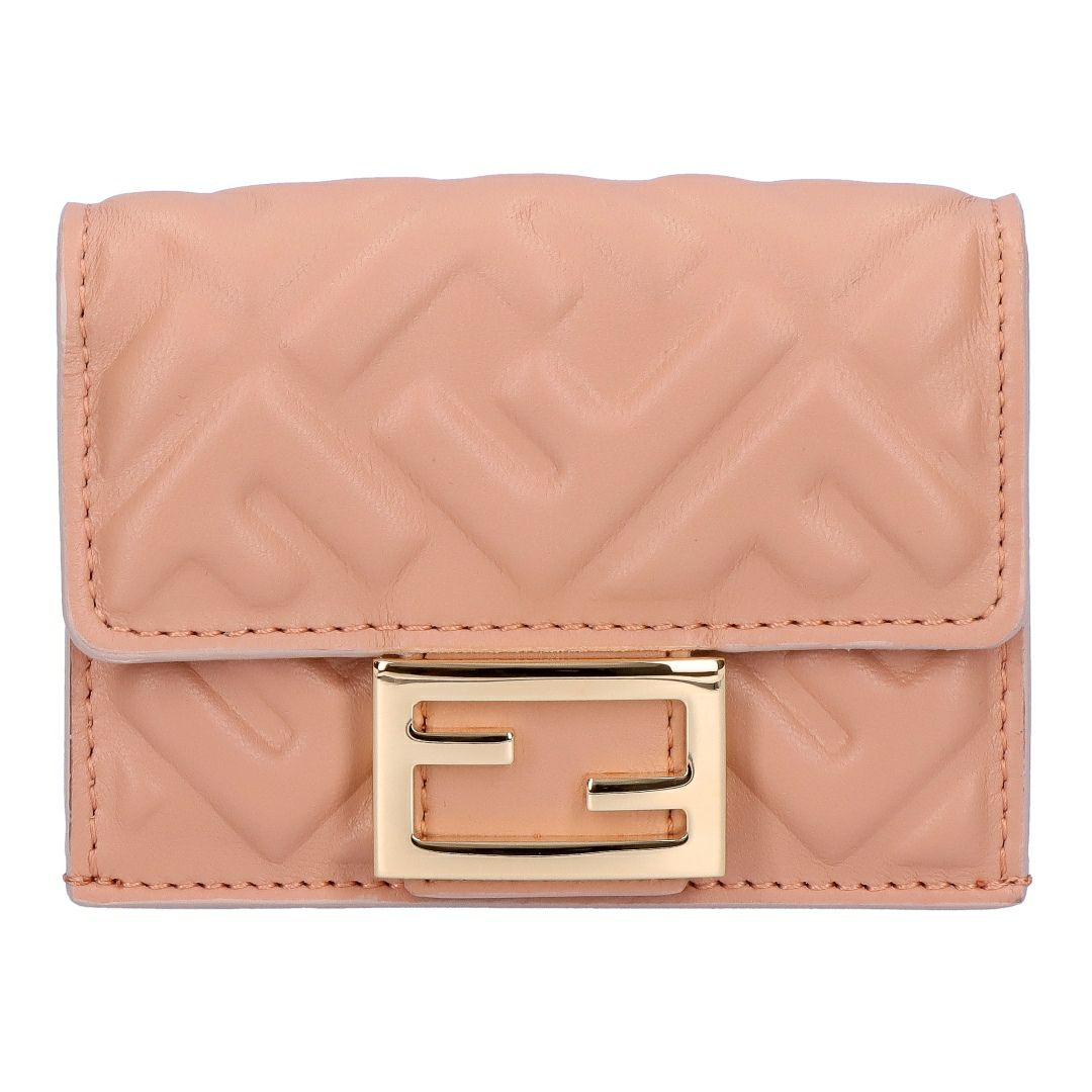 フェンディ FENDI 折財布 三つ折り財布 BAGUETTE バゲット 8M0395 AAJD F1SK3 EMBOSSED BALLET ROSE+SOFT GOLD FFモチーフ マイクロ 【お取り寄せ】