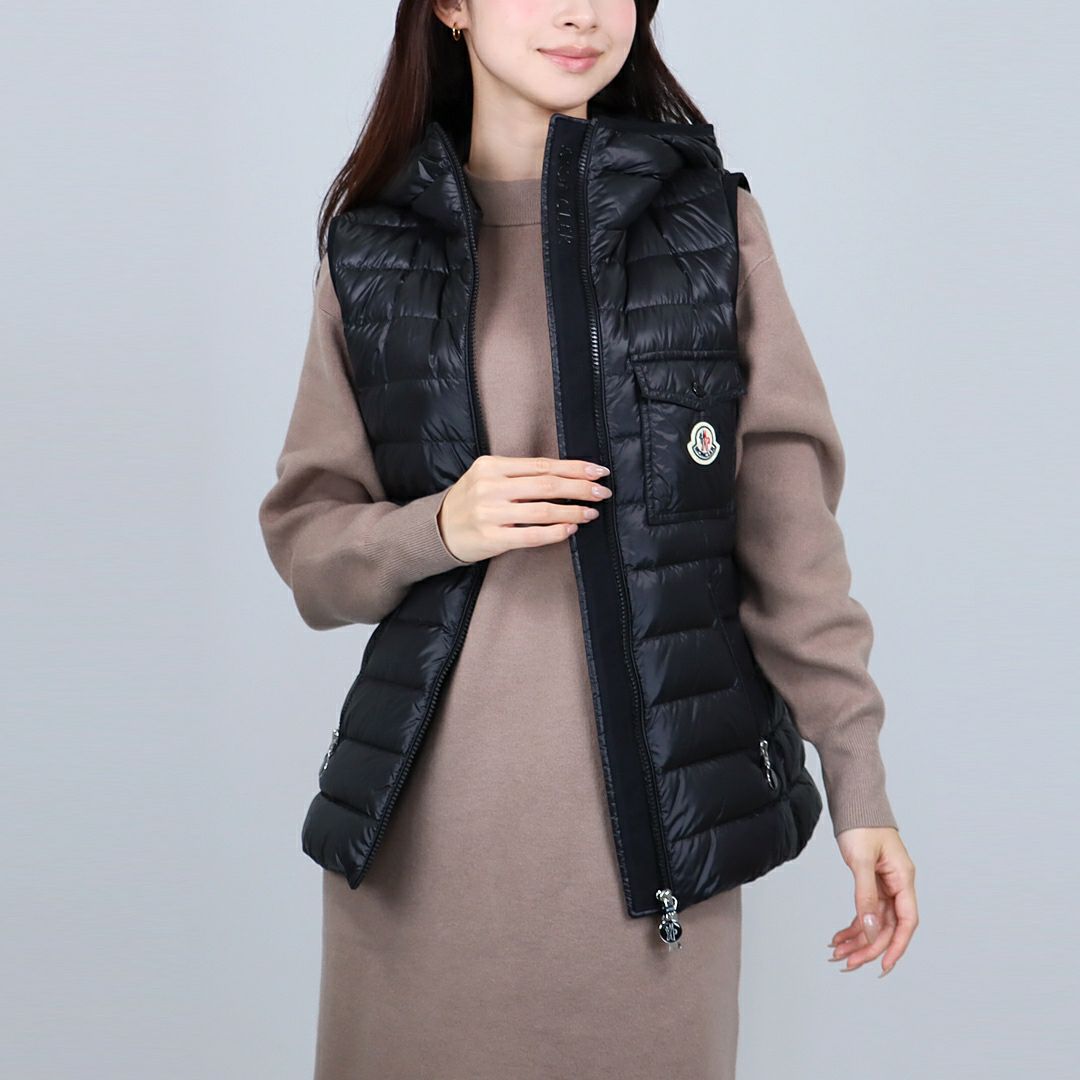 モンクレール MONCLER レディース ダウンベスト ジレ GLYGOS 1A000 75 595ZZ 999 BLACK 【お取り寄せ】