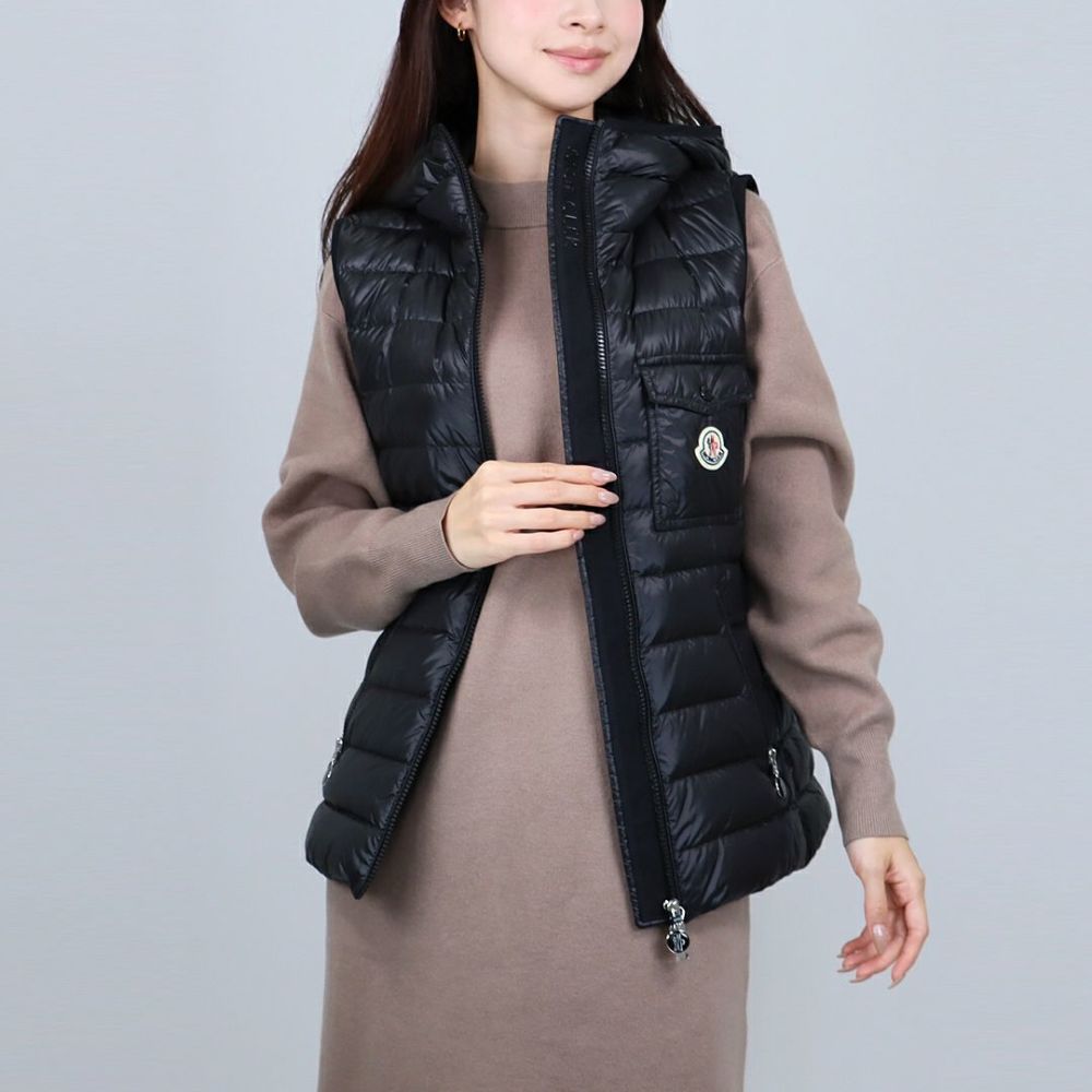 モンクレール MONCLER レディース ダウンベスト ジレ GLYGOS 1A000 75 595ZZ 999 BLACK 【お取り寄せ】