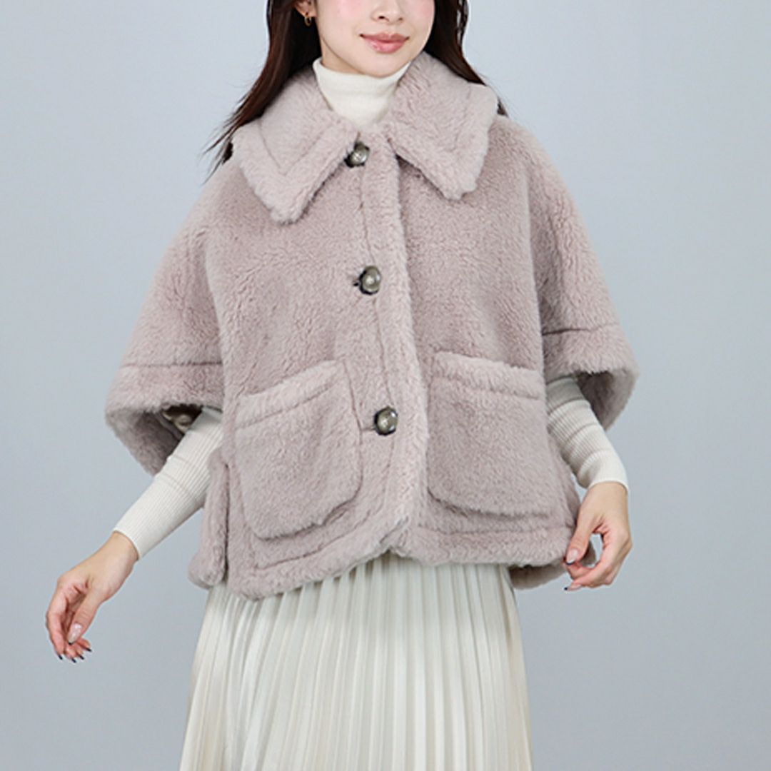 マックスマーラ MAXMARA レディース ケープ ショートコート NEWTERZO1 ニューテルツォ 2524736062 600 テディベア ボクシーケープ アルパカ