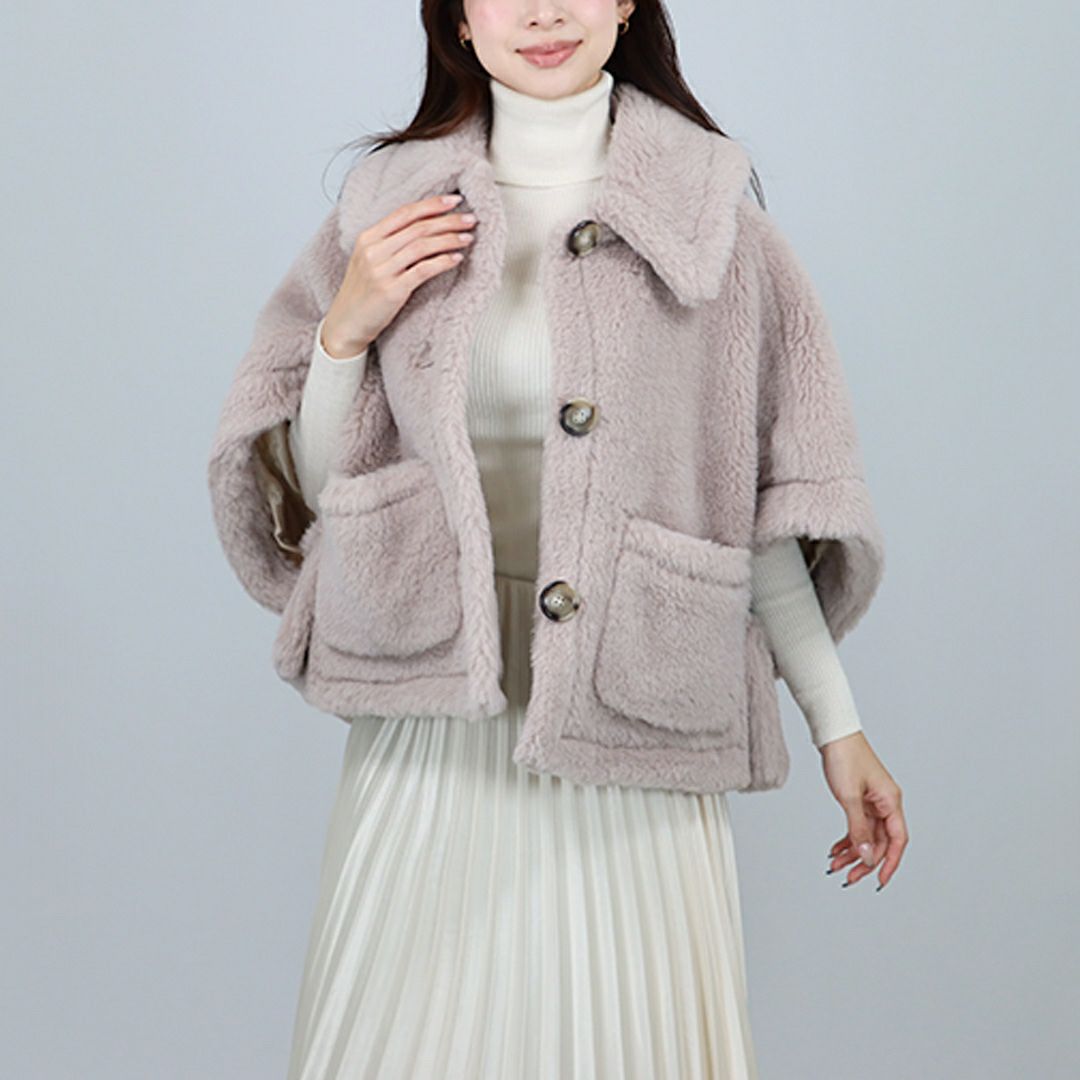 マックスマーラ MAXMARA レディース ケープ ショートコート NEWTERZO1 ニューテルツォ 2524736062 600 テディベア ボクシーケープ アルパカ