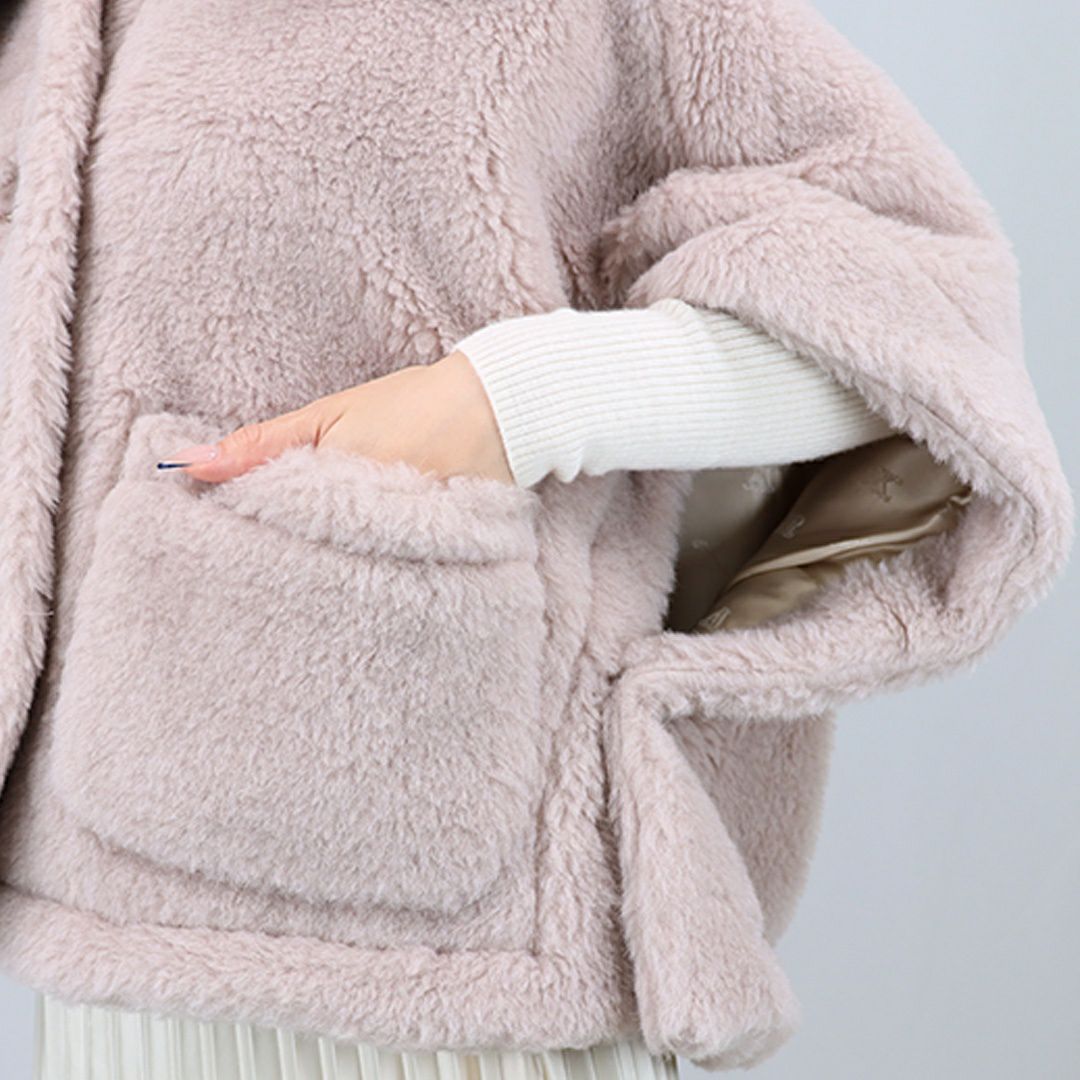 マックスマーラ MAXMARA レディース ケープ ショートコート NEWTERZO1 ニューテルツォ 2524736062 600 テディベア ボクシーケープ アルパカ