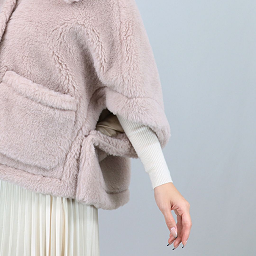 マックスマーラ MAXMARA レディース ケープ ショートコート NEWTERZO1 ニューテルツォ 2524736062 600 テディベア ボクシーケープ アルパカ