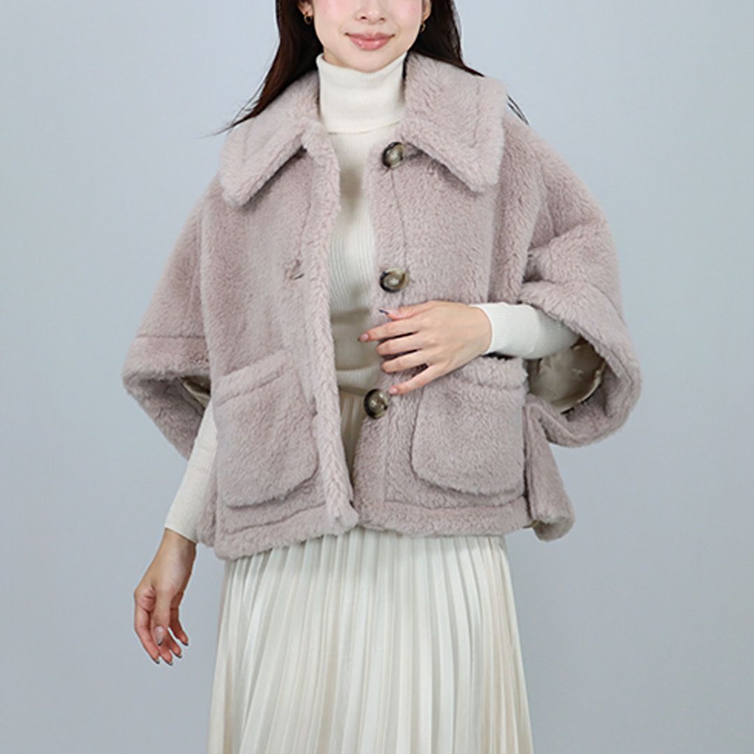 マックスマーラ MAXMARA レディース ケープ ショートコート NEWTERZO1 ニューテルツォ 2524736062 600 テディベア ボクシーケープ アルパカ