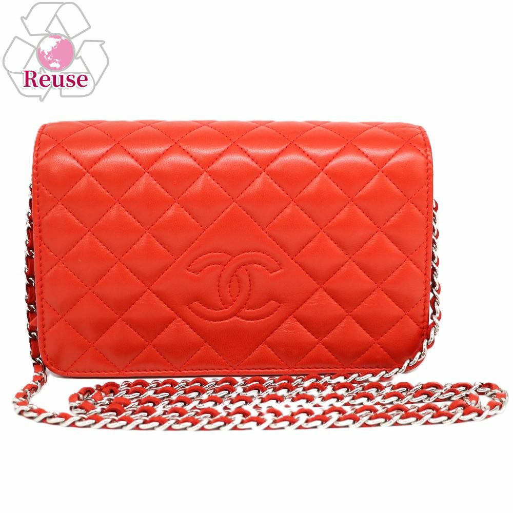 【リユース品】 シャネル CHANEL バッグ ショルダーバッグ マトラッセチェーンウォレット レッド/シルバー金具 【お取り寄せ】