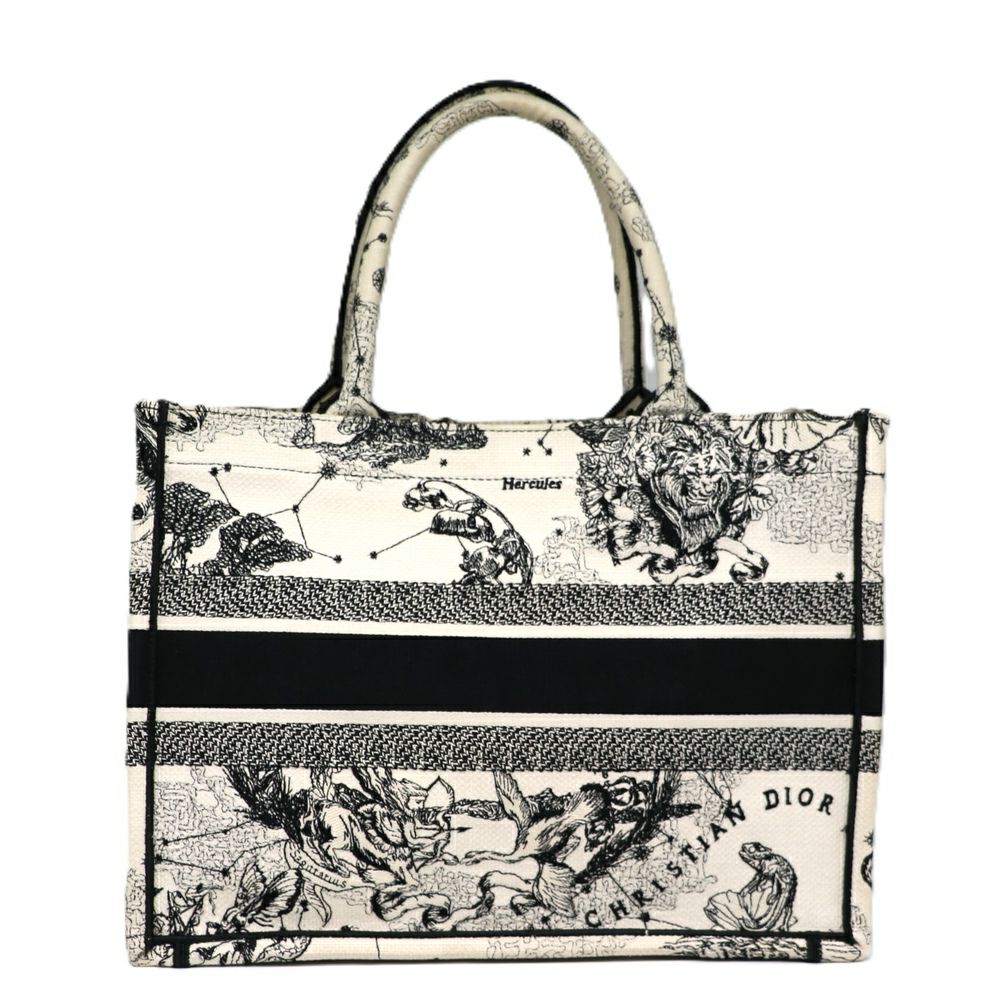 【リユース品】 ディオール DIOR バッグ トートバッグ ブックトート ミディアム ブラック/ホワイト 【お取り寄せ】