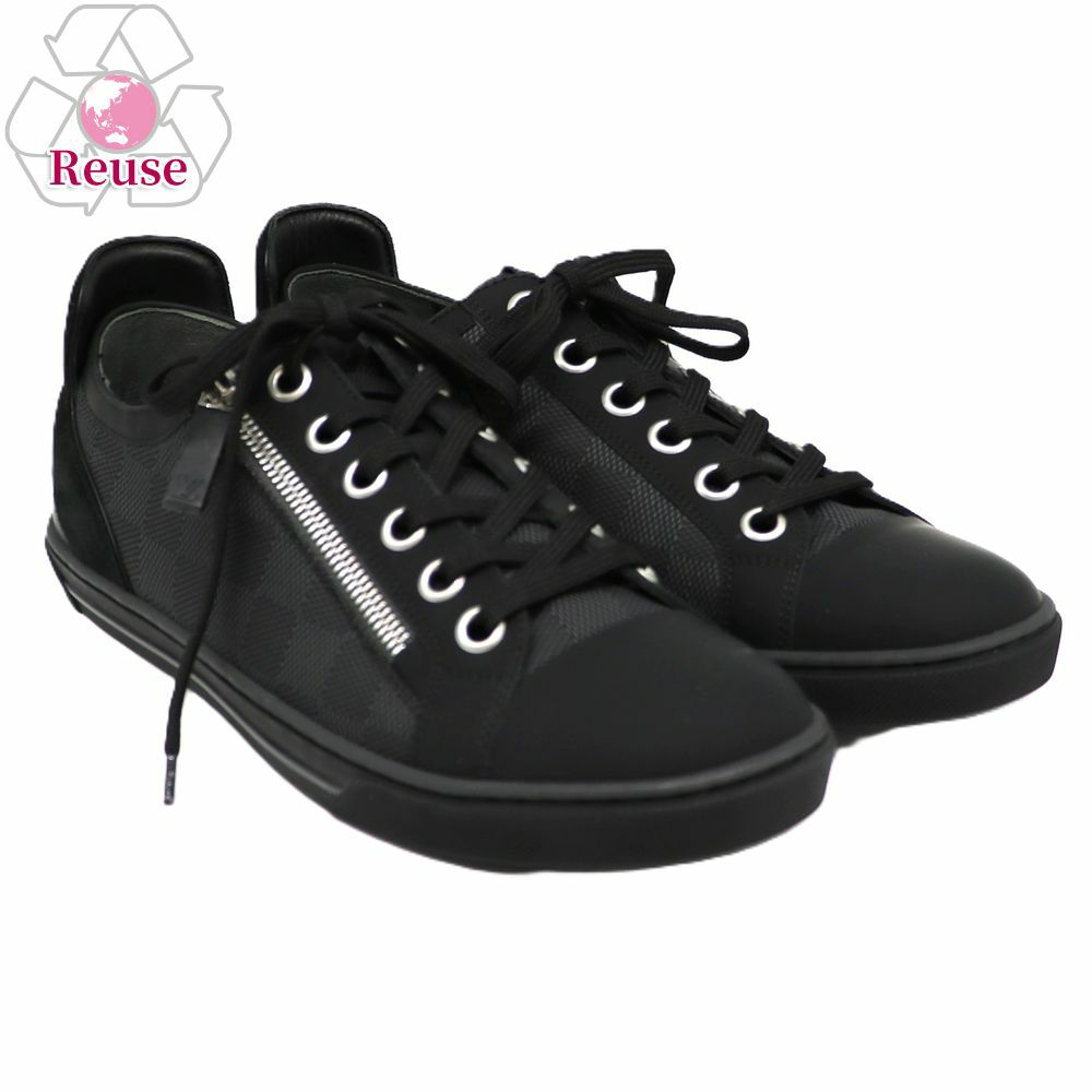 【リユース品】 ルイヴィトン LOUIS VUITTON 靴 メンズシューズ スニーカー ダミエ・グラフィット サイドジップスニーカー ブラック 【お取り寄せ】