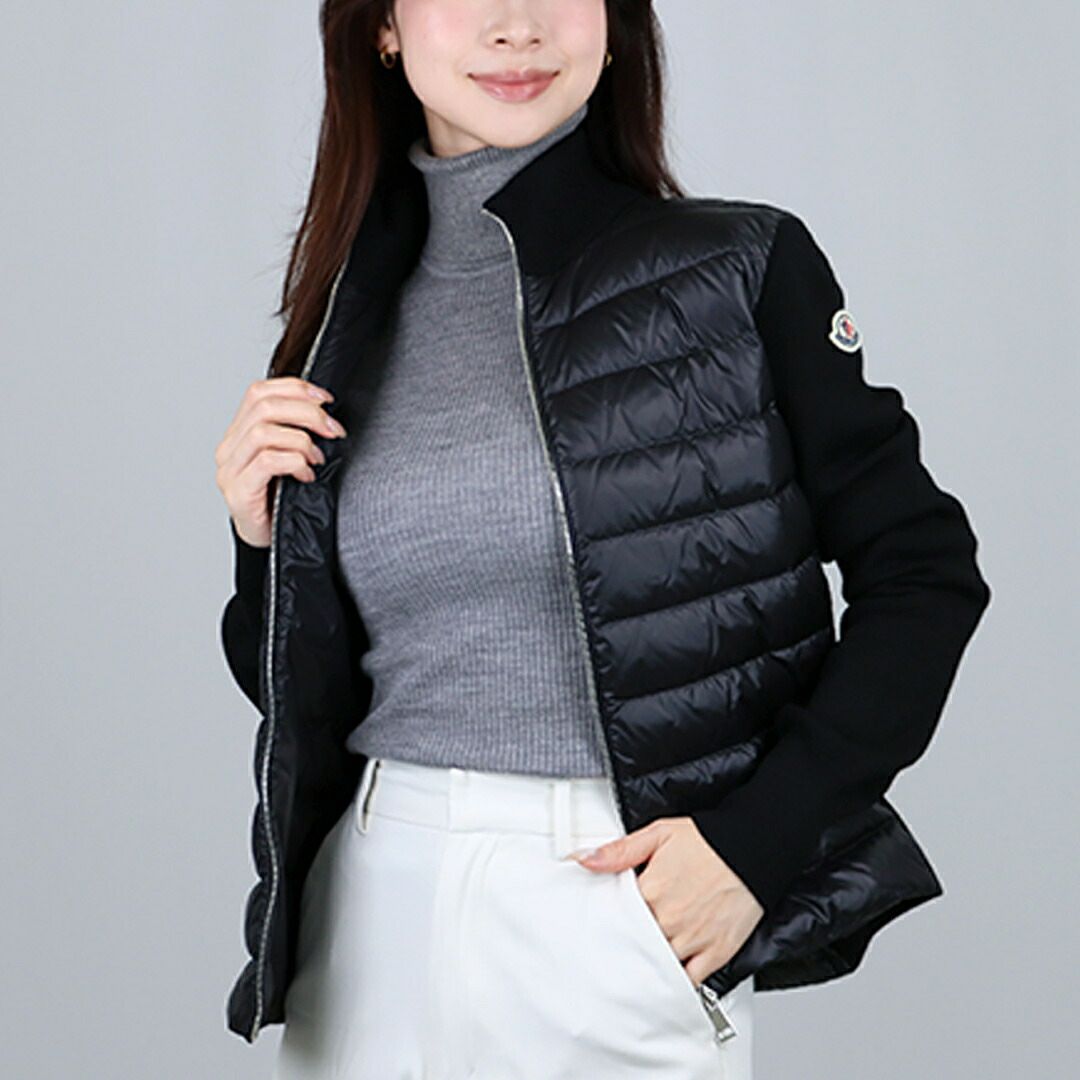 モンクレール MONCLER レディース ダウンジャケット ダウンニット セーター カーディガン 9B000 25 M1131 999 BLACK 【お取り寄せ】