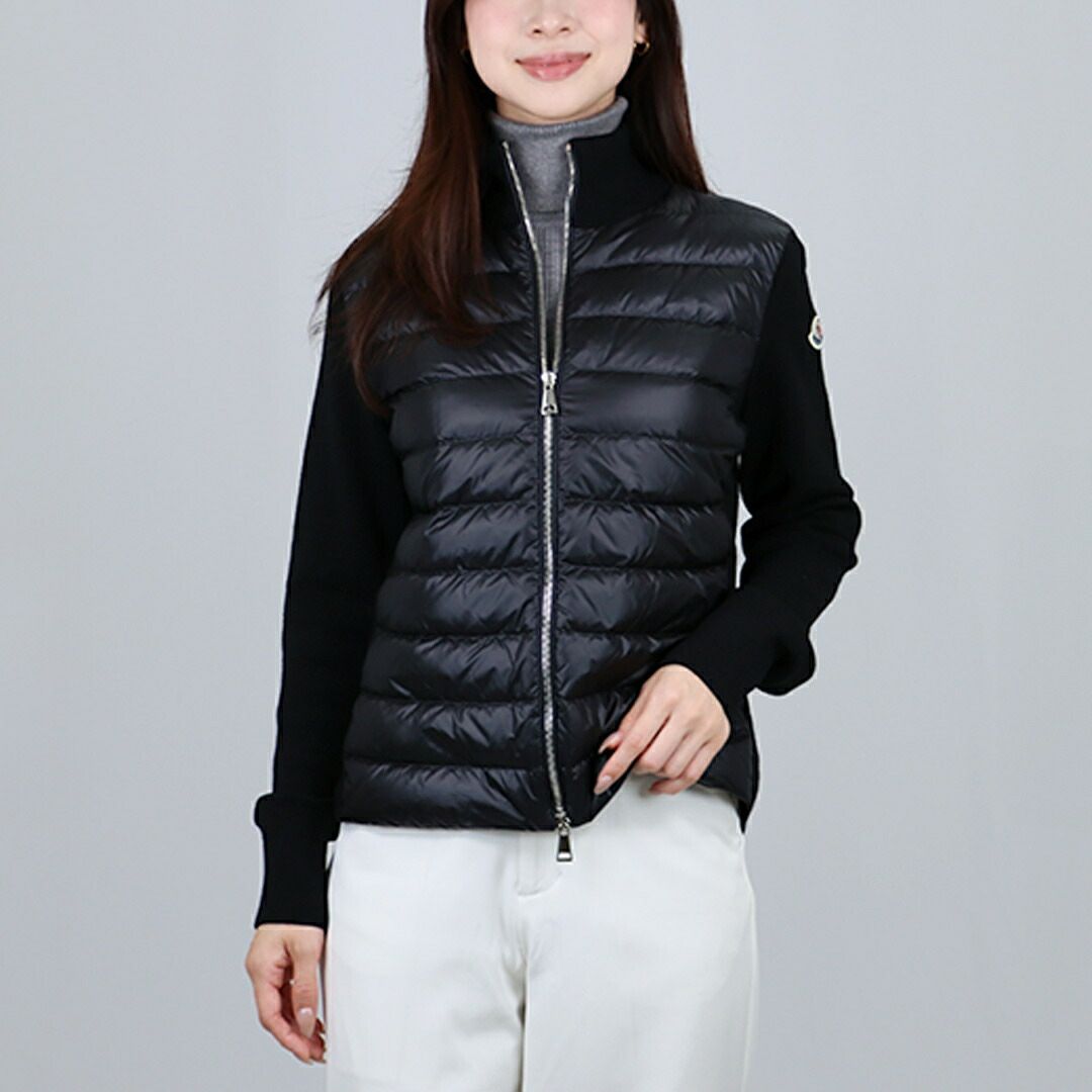 モンクレール MONCLER レディース ダウンジャケット ダウンニット セーター カーディガン 9B000 25 M1131 999 BLACK 【お取り寄せ】