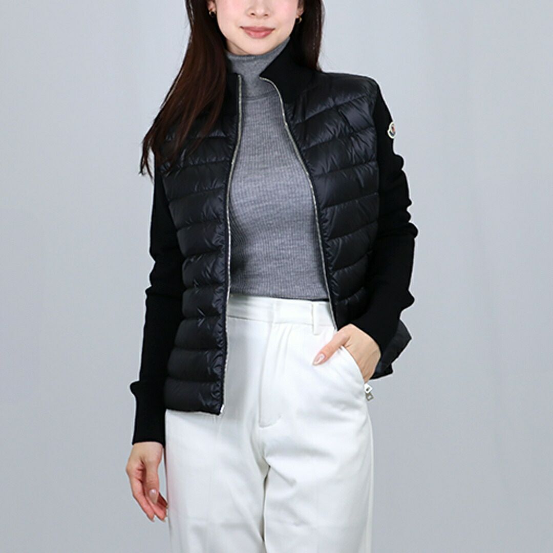 モンクレール MONCLER レディース ダウンジャケット ダウンニット セーター カーディガン 9B000 25 M1131 999 BLACK 【お取り寄せ】