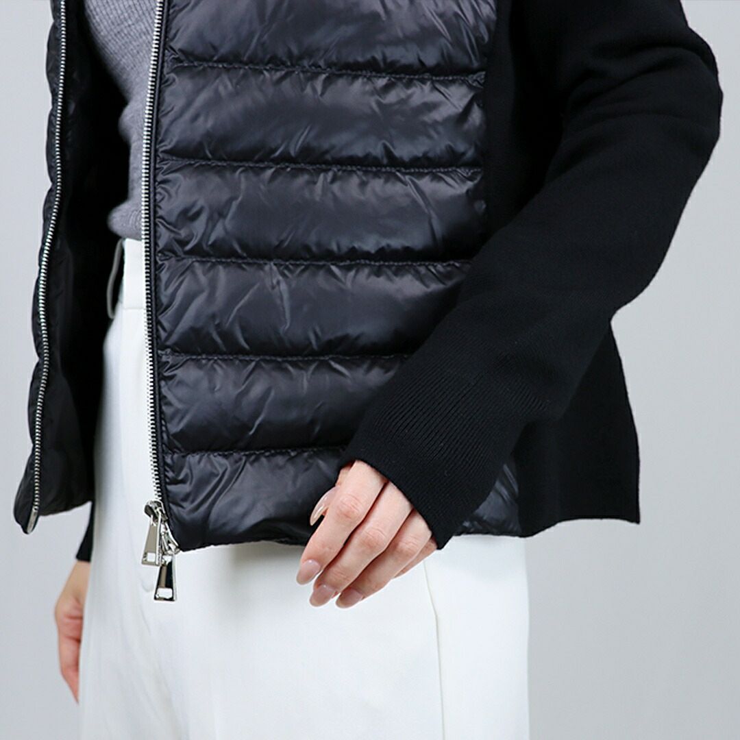 モンクレール MONCLER レディース ダウンジャケット ダウンニット セーター カーディガン 9B000 25 M1131 999 BLACK 【お取り寄せ】