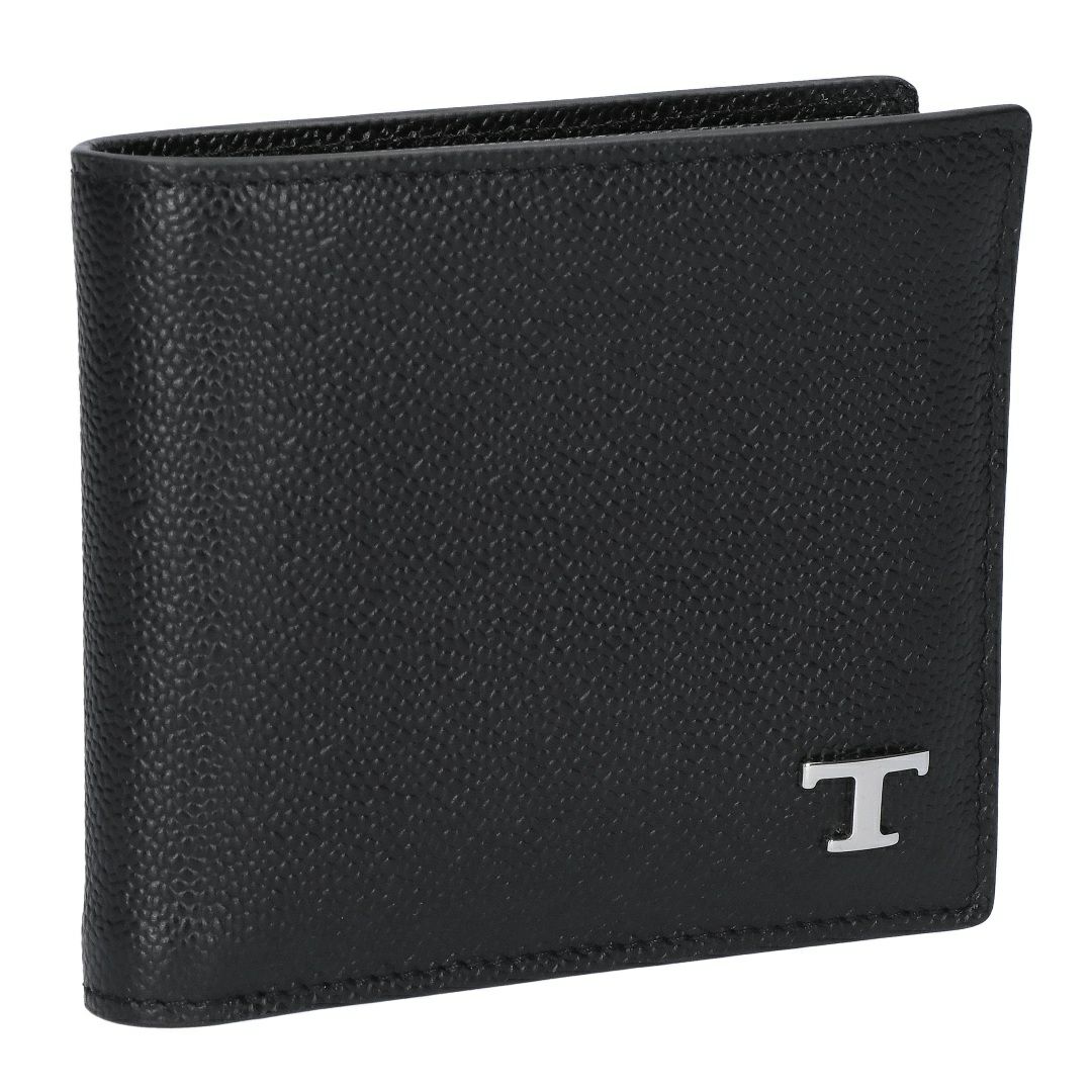 トッズ TODS メンズ 折財布 二つ折り財布 小銭入れ付き Tタイムレス XAMTSYBB300 UGA B999 BLACK レザーウォレット