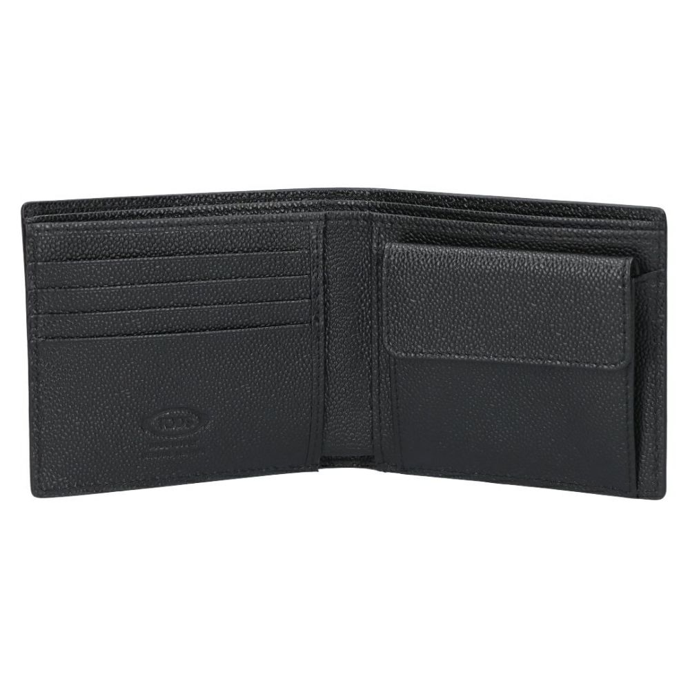 トッズ TODS メンズ 折財布 二つ折り財布 小銭入れ付き Tタイムレス XAMTSYBB300 UGA B999 BLACK レザーウォレット