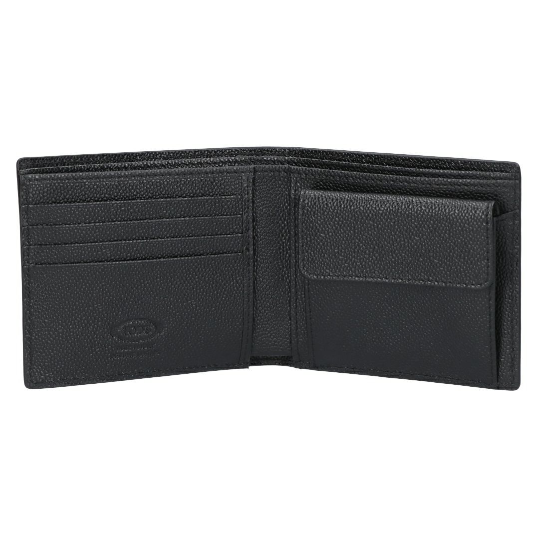 トッズ TODS メンズ 折財布 二つ折り財布 小銭入れ付き Tタイムレス XAMTSYBB300 UGA B999 BLACK レザーウォレット