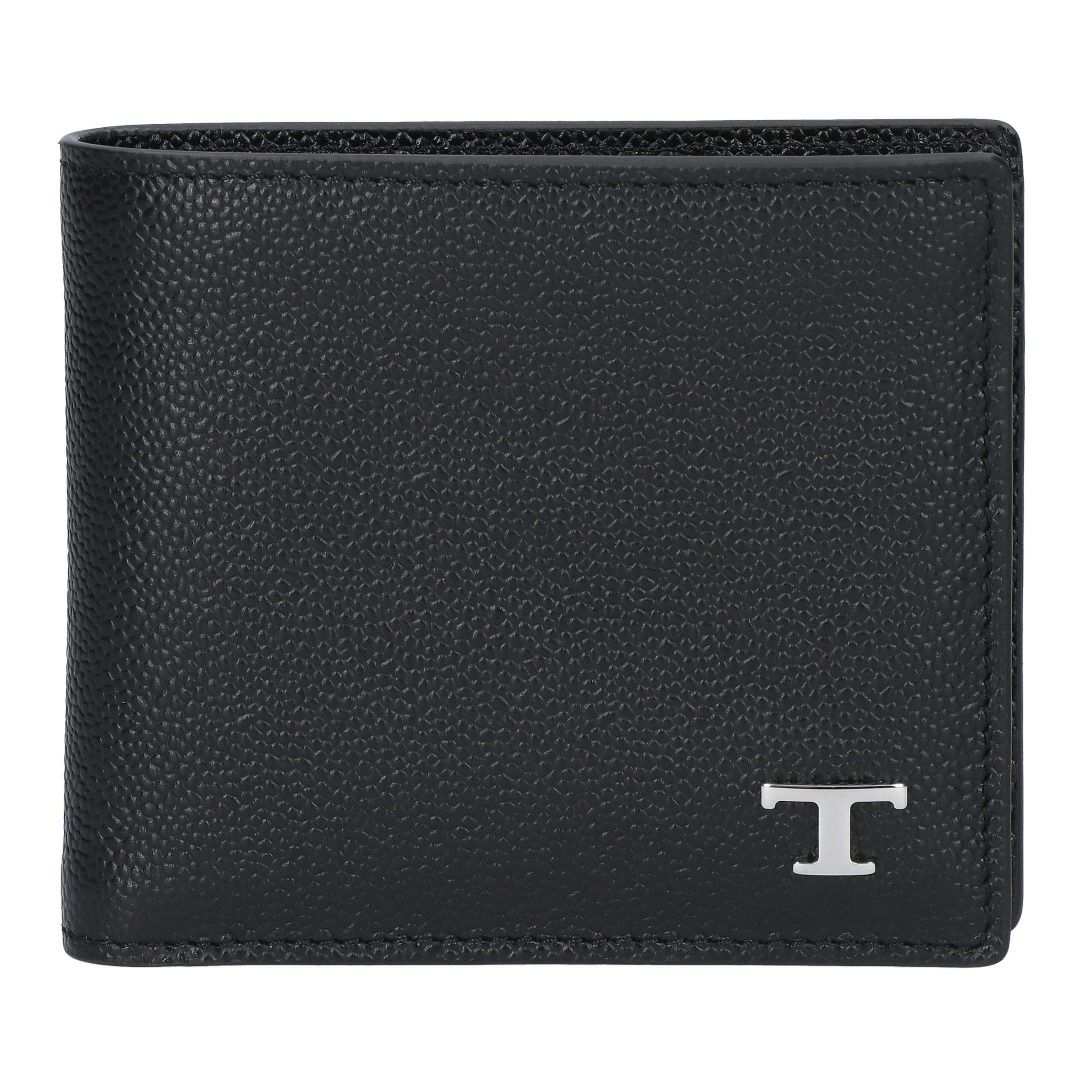 トッズ TODS メンズ 折財布 二つ折り財布 小銭入れ付き Tタイムレス XAMTSYBB300 UGA B999 BLACK レザーウォレット