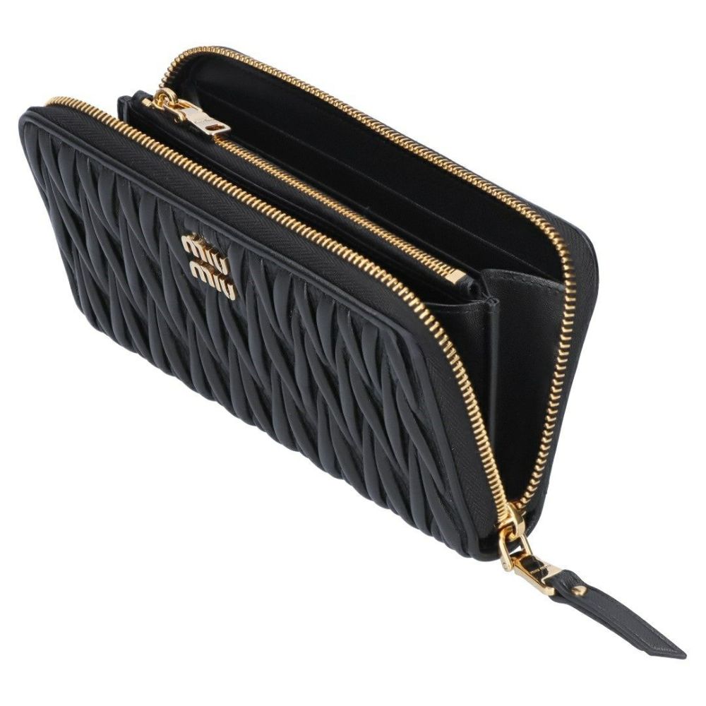 ミュウミュウ MIUMIU 長財布 ラウンド財布 MATELASSE マトラッセ マテラッセ 5ML506 AFPP F0002 NERO ラージ ナッパレザー ウォレット