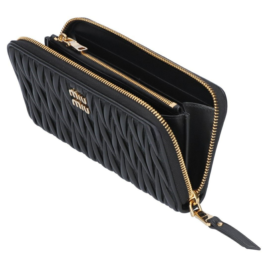 ミュウミュウ MIUMIU 長財布 ラウンド財布 MATELASSE マトラッセ マテラッセ 5ML506 AFPP F0002 NERO ラージ ナッパレザー ウォレット