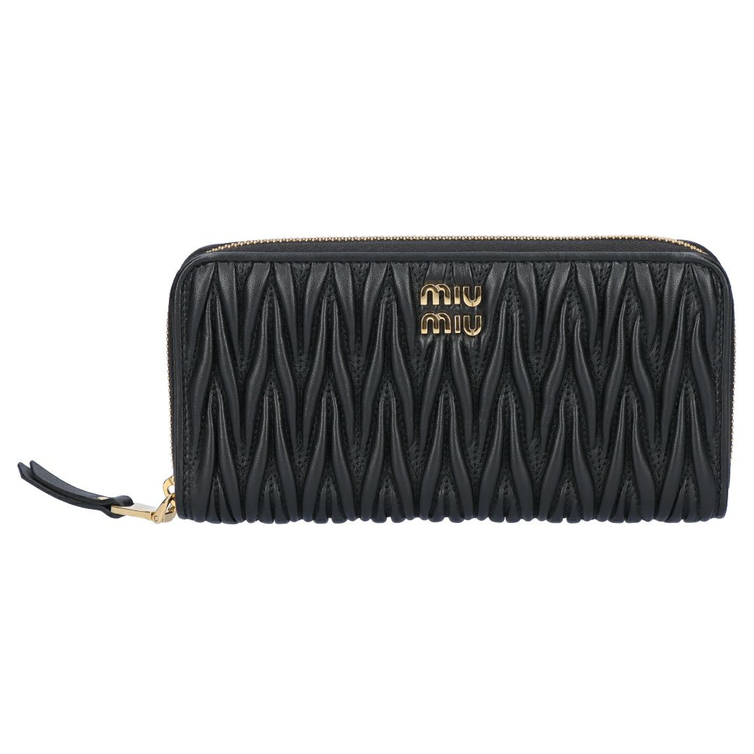 ミュウミュウ MIUMIU 長財布 ラウンド財布 MATELASSE マトラッセ マテラッセ 5ML506 AFPP F0002 NERO ラージ ナッパレザー ウォレット