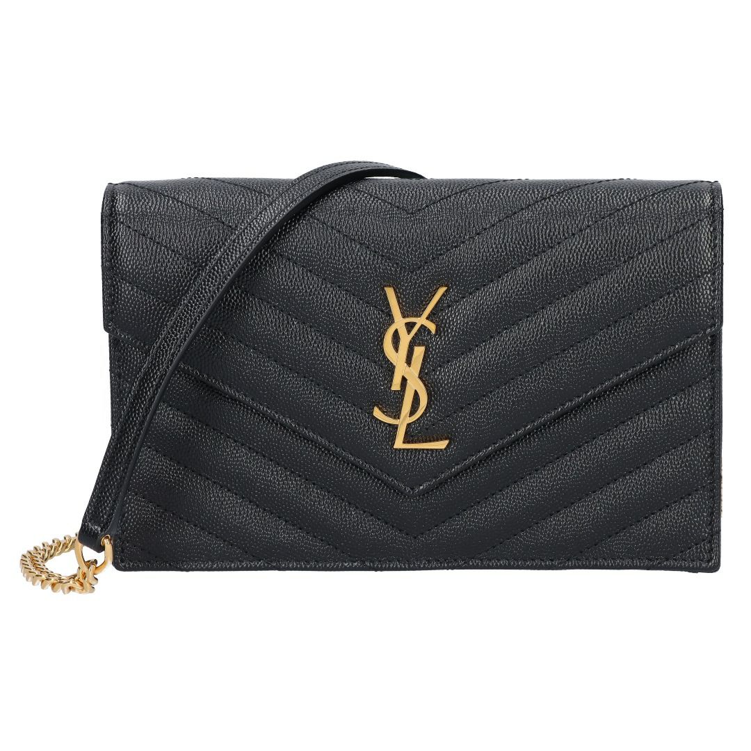 サンローランパリ SAINT LAURENT PARIS 長財布 チェーンウォレット ショルダーバッグ カサンドラ エンベロープ 742920 B0W01 1000 BLACK
