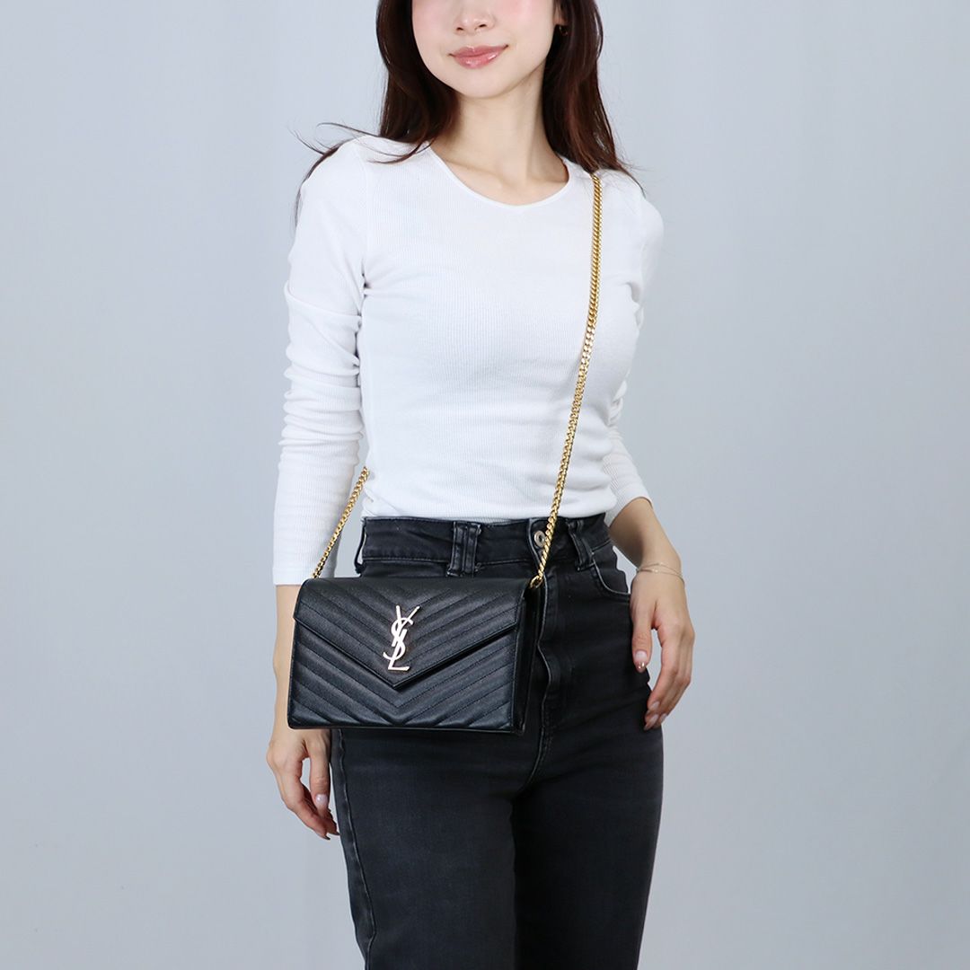 サンローランパリ SAINT LAURENT PARIS 財布 チェーンウォレット 377828-BOW01 1000 【MONOGRAMME SAINT LAURENT MATELASSE】 NERO