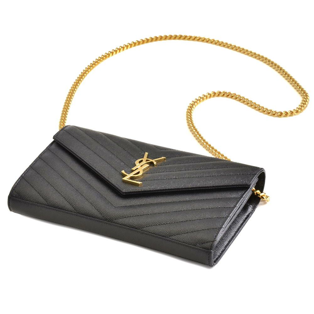サンローランパリ SAINT LAURENT PARIS 財布 チェーンウォレット 377828-BOW01 1000 【MONOGRAMME SAINT LAURENT MATELASSE】 NERO