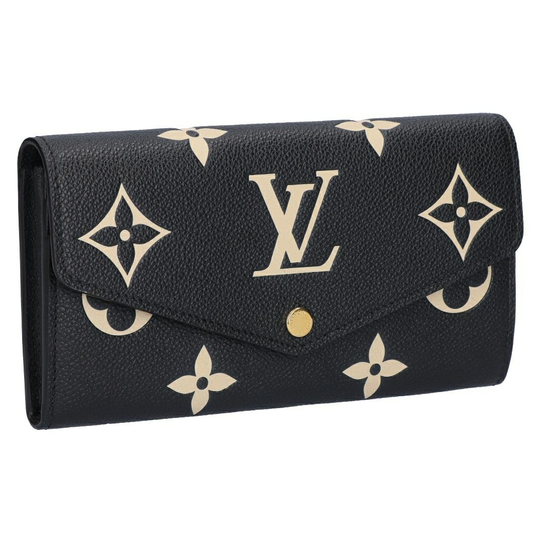 ルイヴィトン LOUIS VUITTON 長財布 フラップ財布 アンプラント M80496 ポルトフォイユ･サラ ブラック ベージュ
