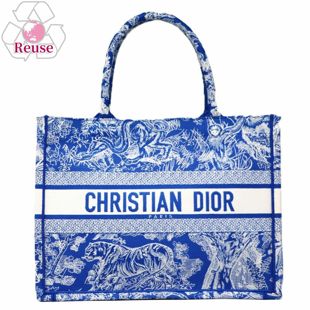 【リユース品】 ディオール DIOR バッグ トートバッグ ブックトート ミディアム ブルー/ホワイト 【お取り寄せ】