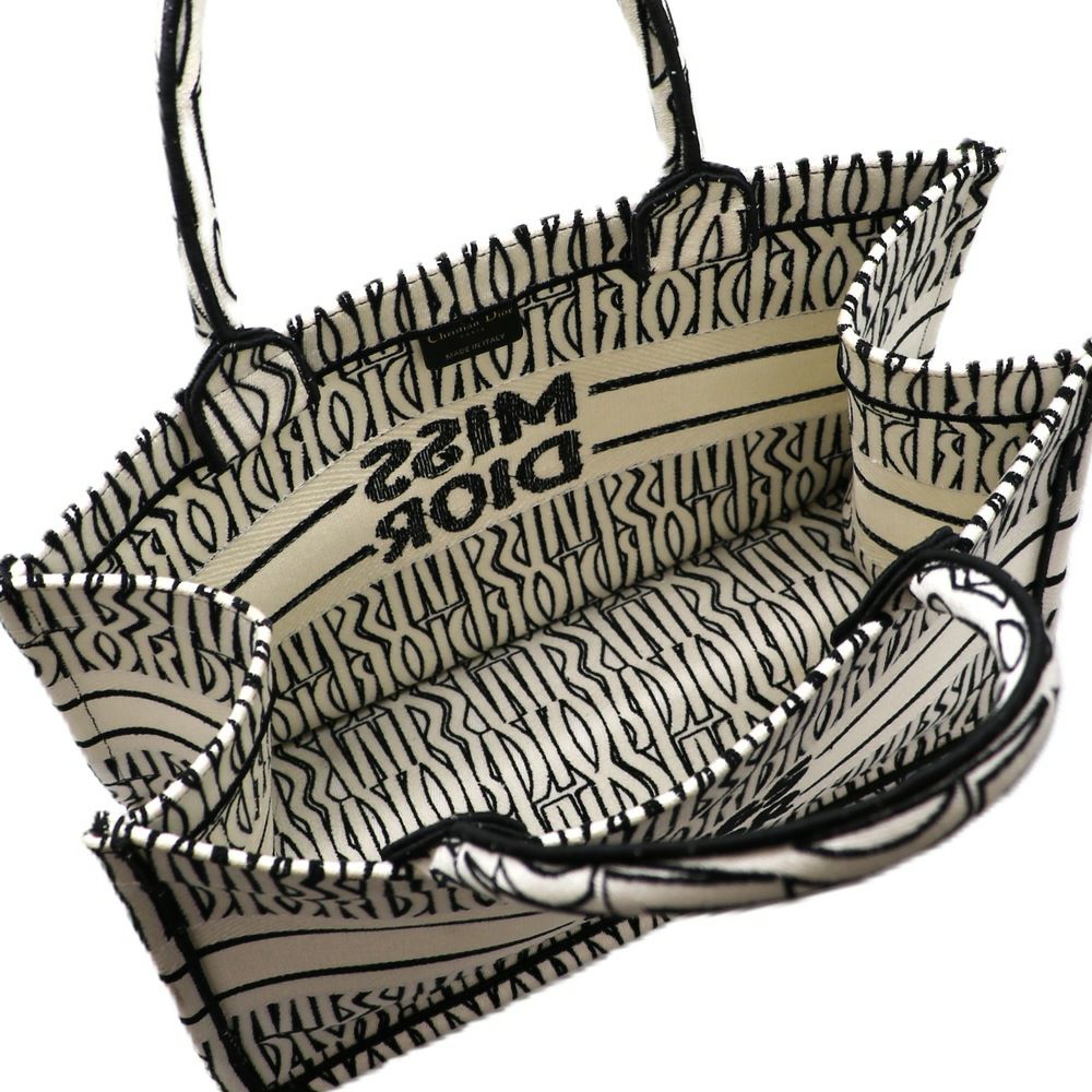 【リユース品】 ディオール DIOR バッグ トートバッグ ブックトート ミディアム ホワイト/ブラック 【お取り寄せ】