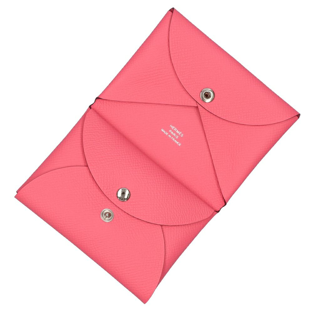 【リユース品】 エルメス HERMES 財布 コインケース カルディ・デュオ ローズアザレ/シルバー金具 【お取り寄せ】