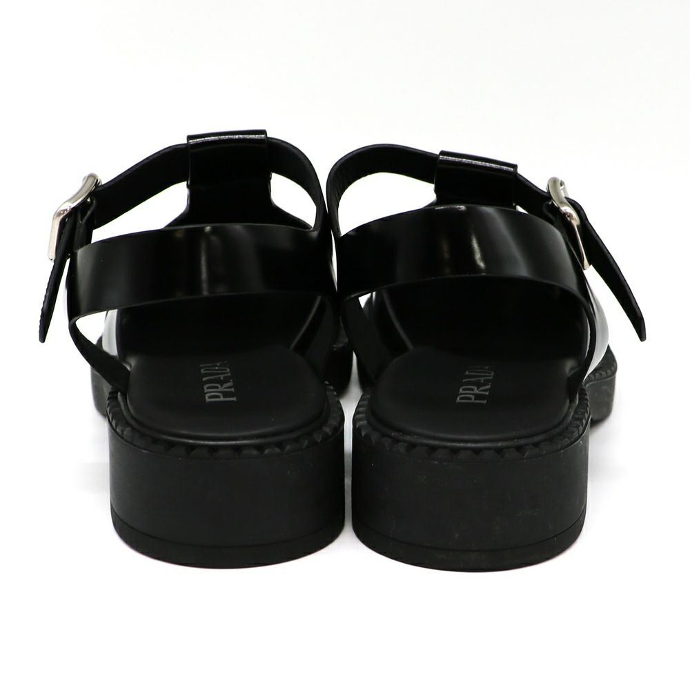 【リユース品】 プラダ PRADA 靴 サンダル ブラッシュドレザー フィッシャーマンサンダル ブラック 【お取り寄せ】