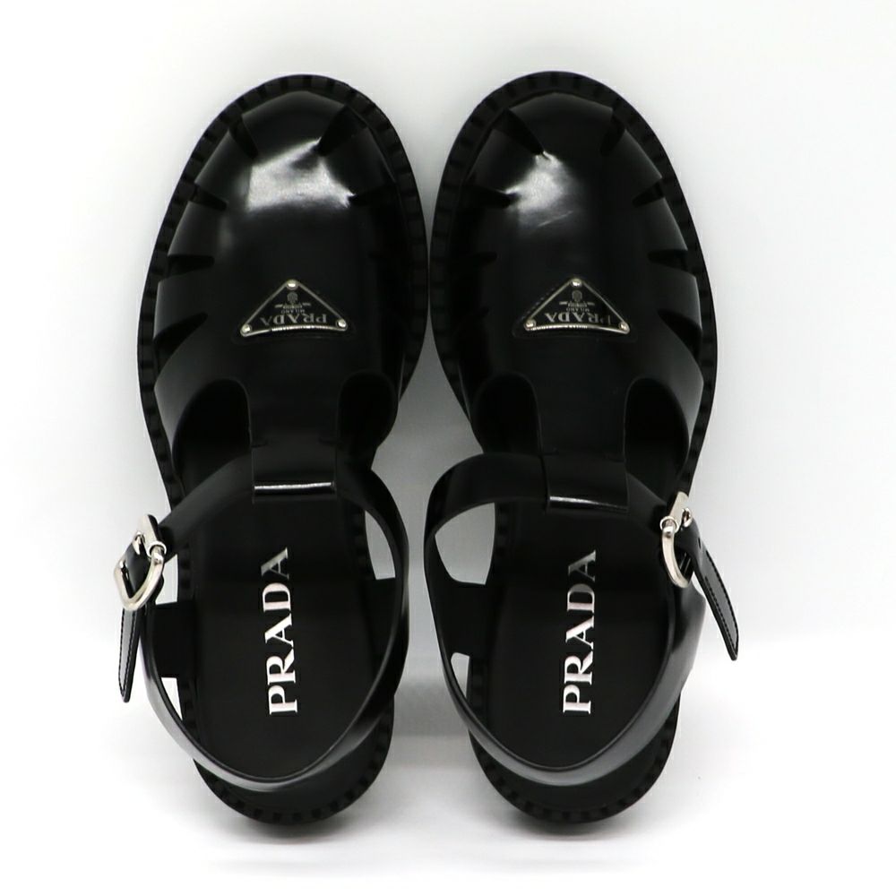 【リユース品】 プラダ PRADA 靴 サンダル ブラッシュドレザー フィッシャーマンサンダル ブラック 【お取り寄せ】