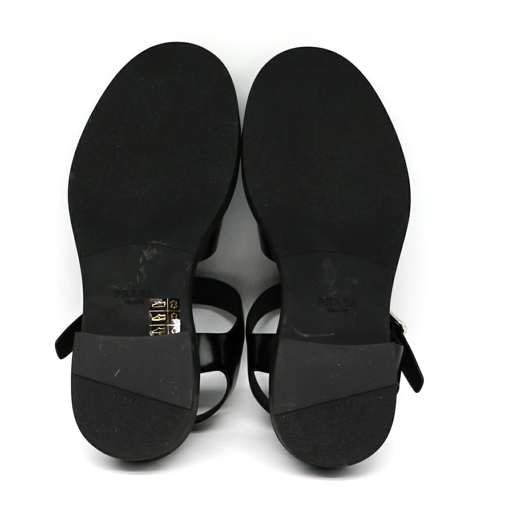 【リユース品】 プラダ PRADA 靴 サンダル ブラッシュドレザー フィッシャーマンサンダル ブラック 【お取り寄せ】