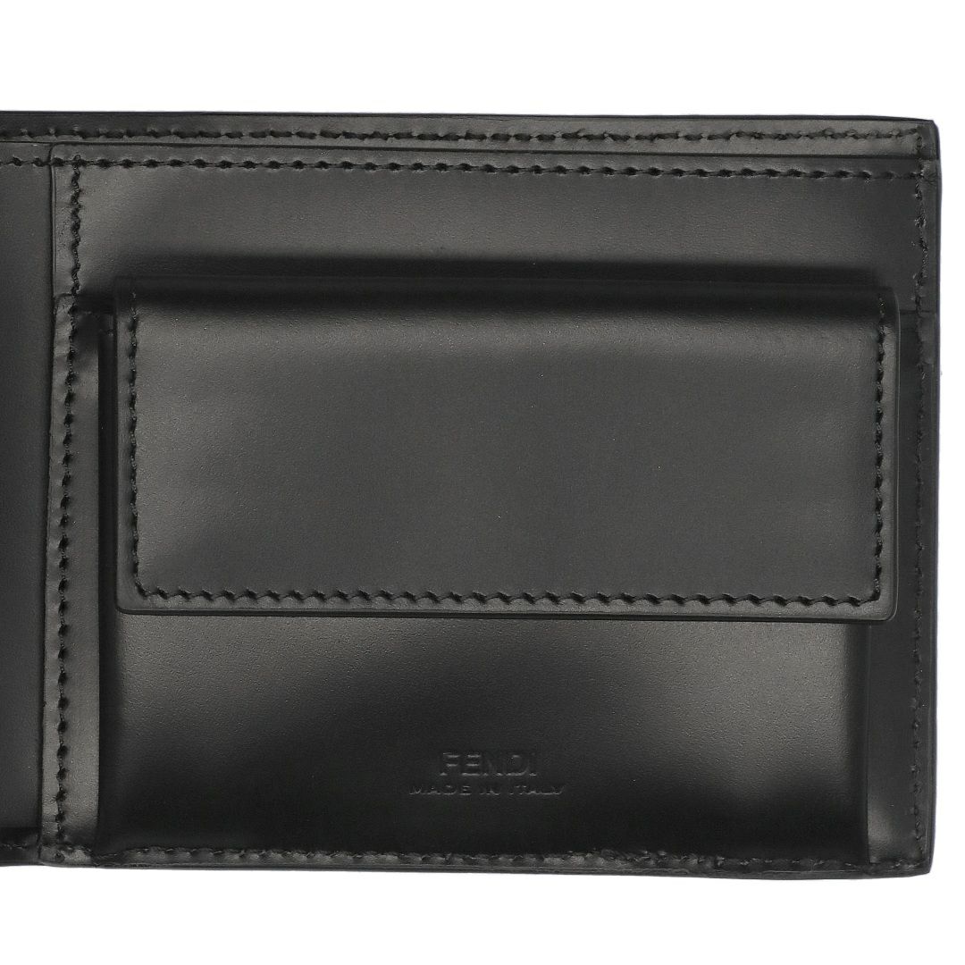 フェンディ FENDI メンズ 折財布 ニつ折り財布 小銭入れ付き 7M0373 AFF2 F0GXN BLACK+PALLADIUM