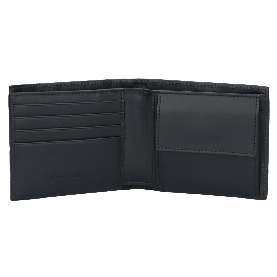 ボッテガヴェネタ BOTTEGA VENETA メンズ 折財布 二つ折り財布 小銭入れ付き イントレチャート 749412 VCPQ4 8803 BLACK-SILVER