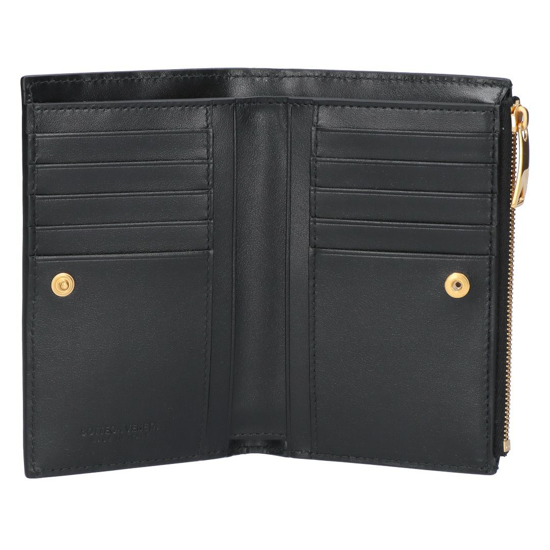 ボッテガヴェネタ BOTTEGA VENETA 折財布 二つ折り財布 イントレチャート 749940 XCPP2 8425 BLACK-GOLD