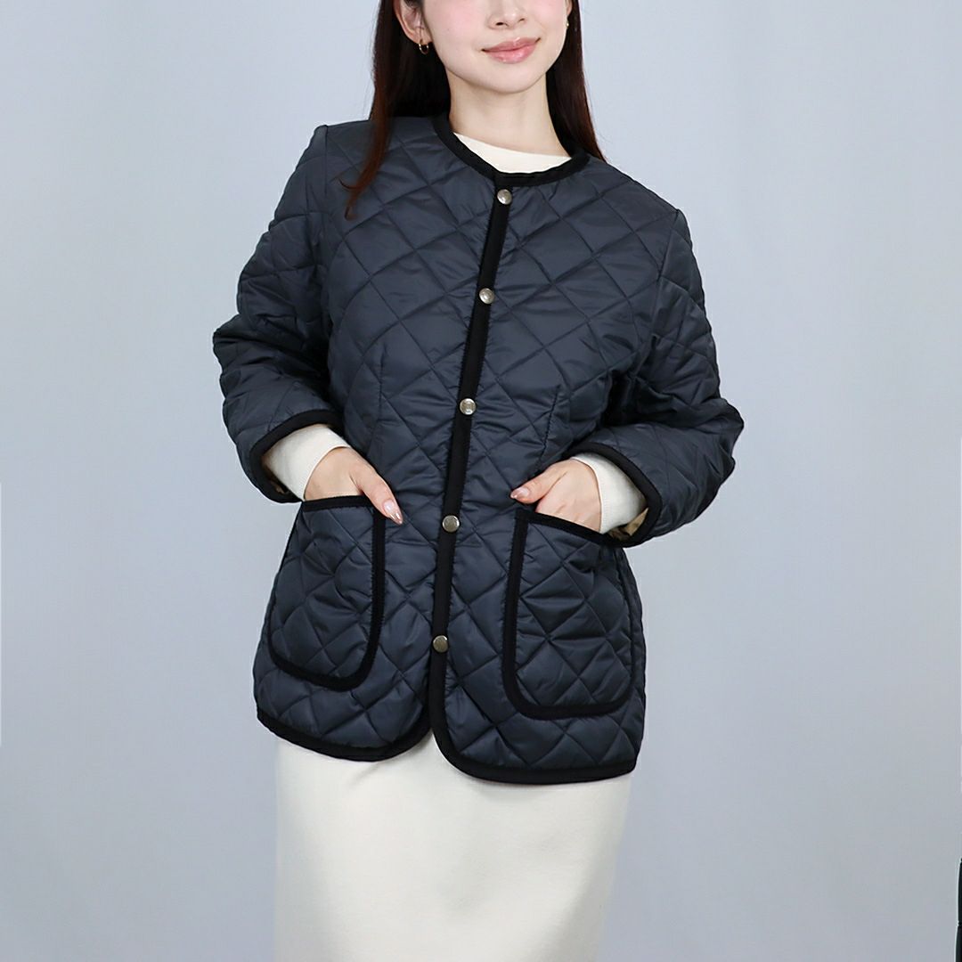 ラベンハム LAVENHAM レディース クルーネック キルティングジャケット コントラスト コナード ジャケット LV6186 G95 LAMP BLACK