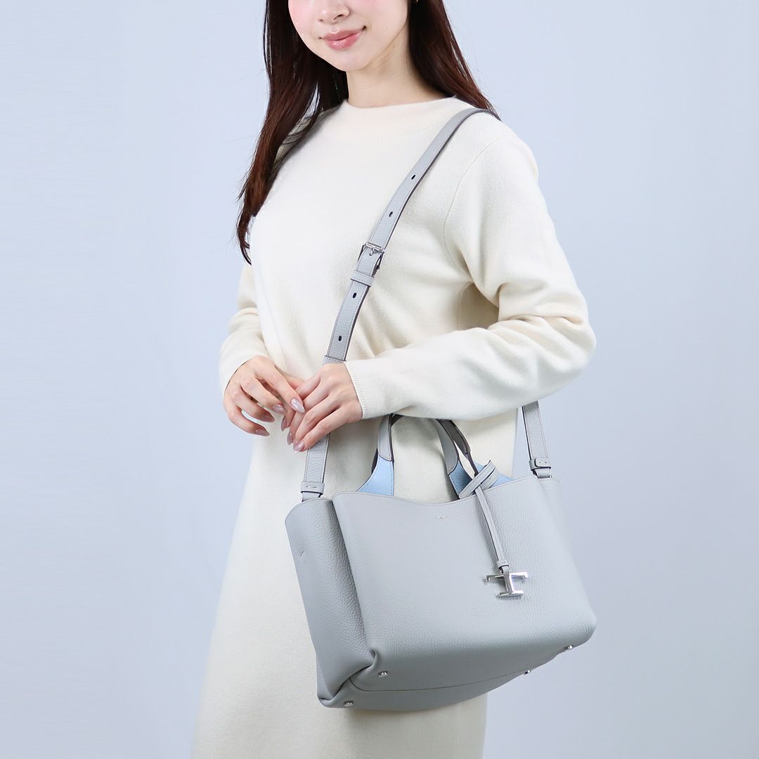 トッズ TODS 2WAYバッグ Tタイムレス XBWAPAFL100 QRI 4L15 GREY SKY BLUE レザー バッグ ミニ