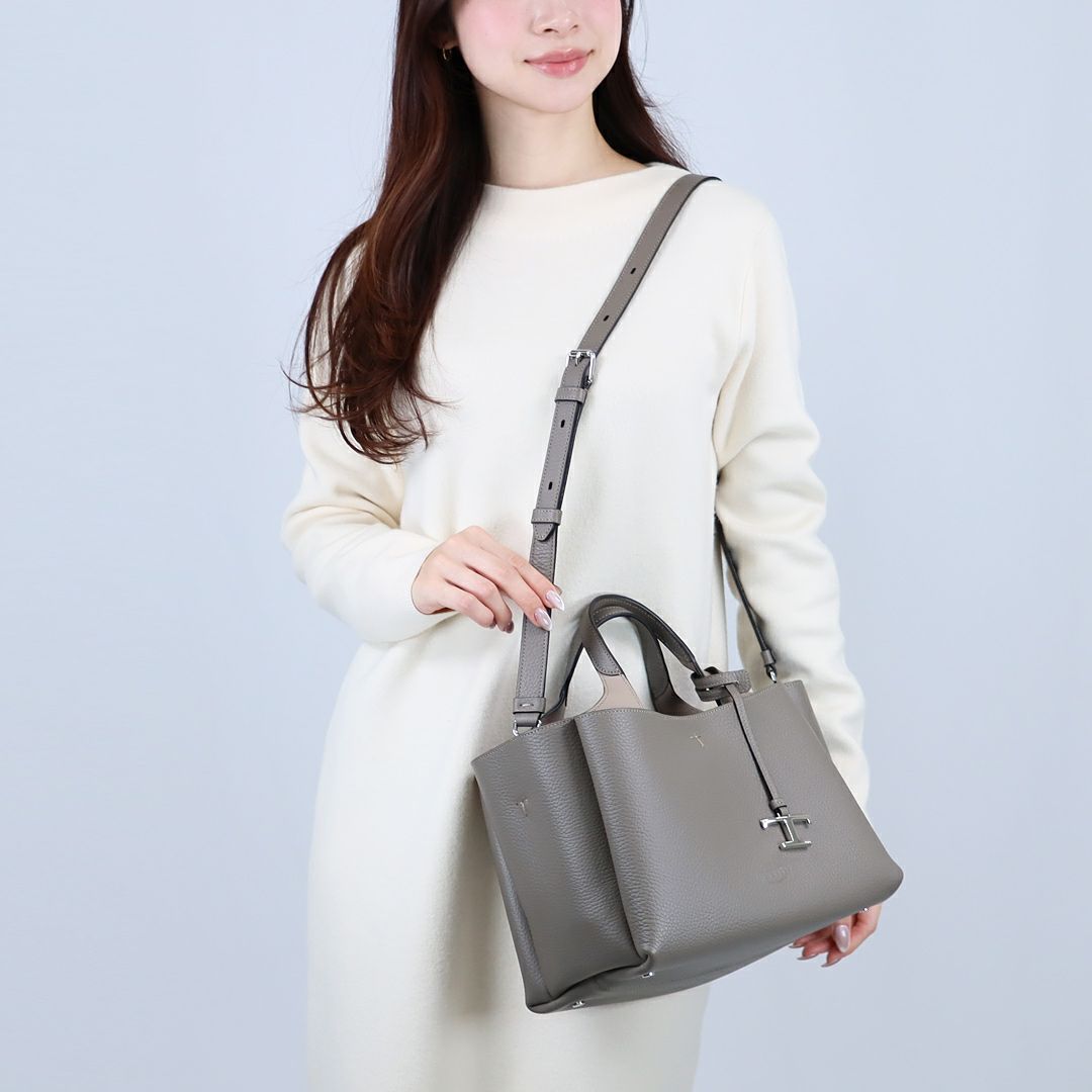 トッズ TODS 2WAYバッグ Tタイムレス XBWAPAFL100 QRI 9O15 D.GRAY レザー バッグ ミニ