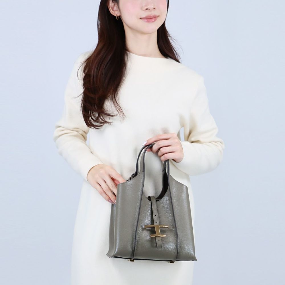 トッズ TODS 2WAYバッグ Tタイムレス XBWTSBA9100 XSO C404 GRAY レザーショッピングバッグ ミニ
