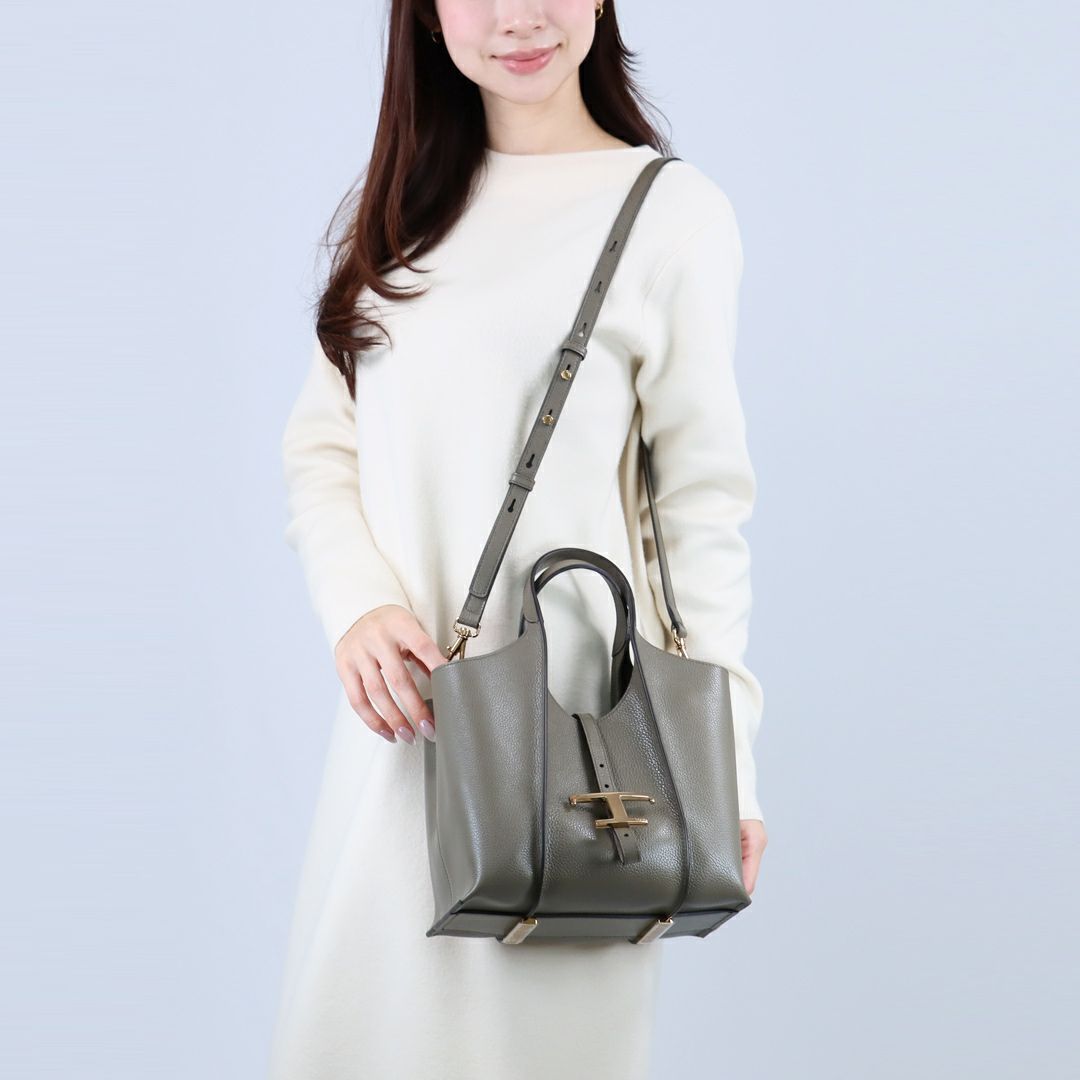 トッズ TODS 2WAYバッグ Tタイムレス XBWTSBA9100 XSO C404 GRAY レザーショッピングバッグ ミニ