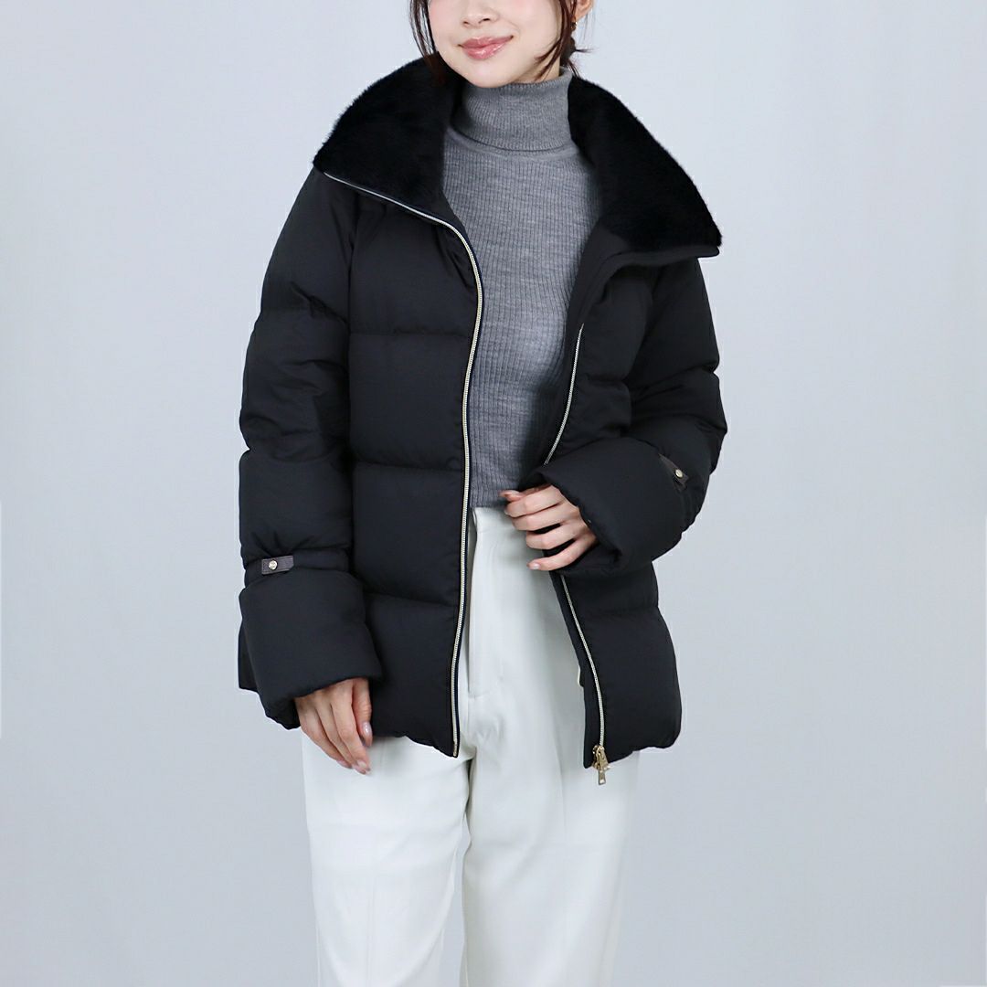 ヘルノ HERNO レディースダウン ダウンジャケット アンデール フェイクファー PI002141D 12414Z 9300 BLACK