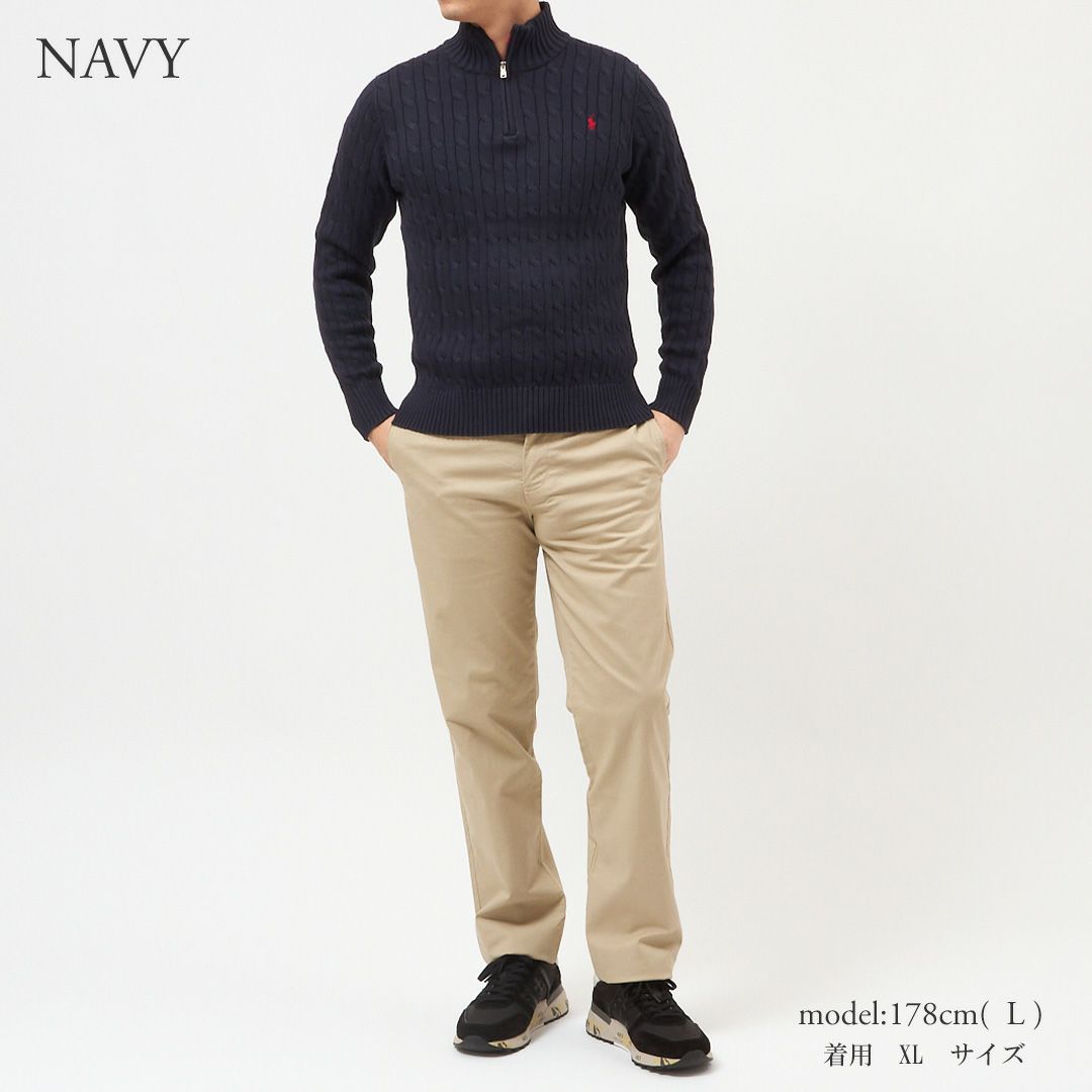 ポロ ラルフローレン POLO RALPH LAUREN メンズ ボーイズライン ニット セーター ハーフジップ プルオーバー ケーブルニット コットンニット 323868894